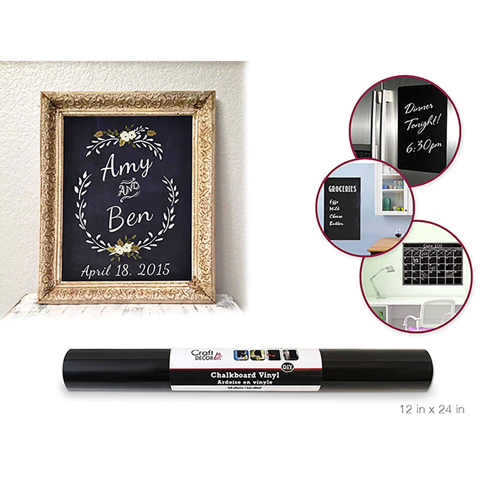 Craft Decor: 12"X24" Chalkboard Diy Vinyl Self-Stick Wall Decor - Dollar Max Dépôt