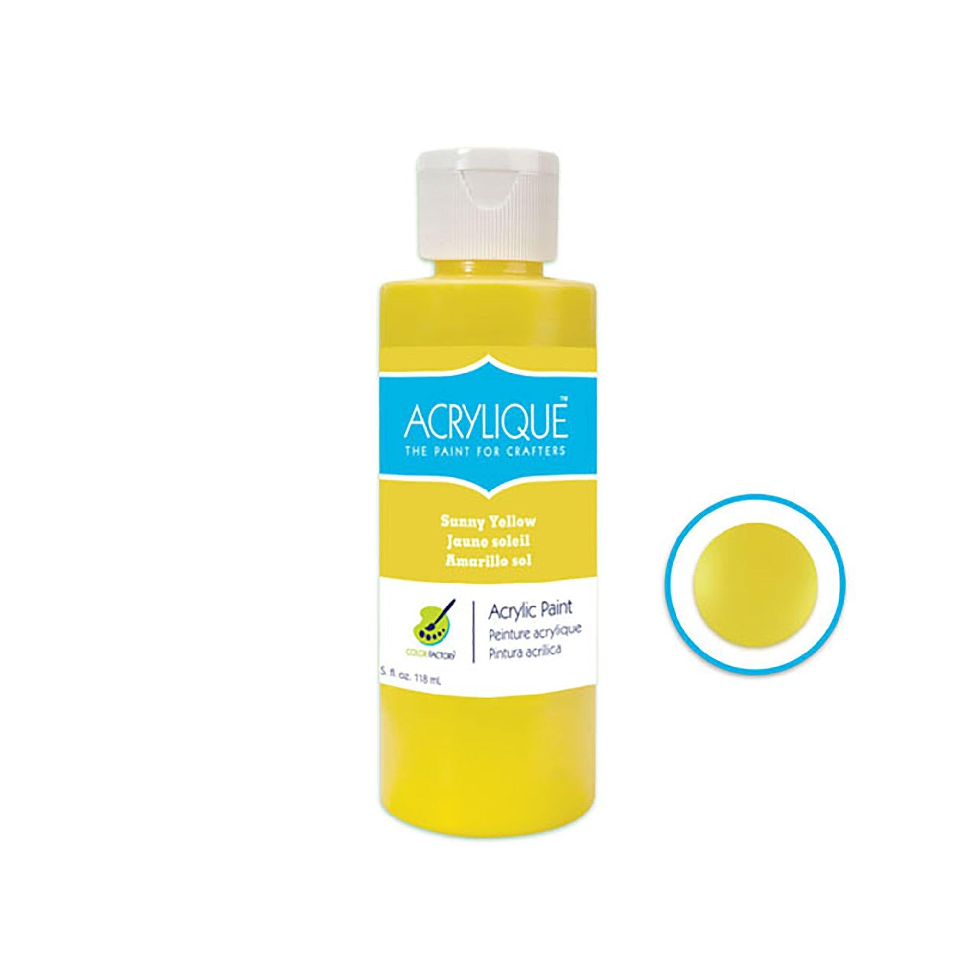 110 Sunny Yellow Color Factory: 4Oz Acrylique Paint For Crafter'S - Dollar Max Dépôt
