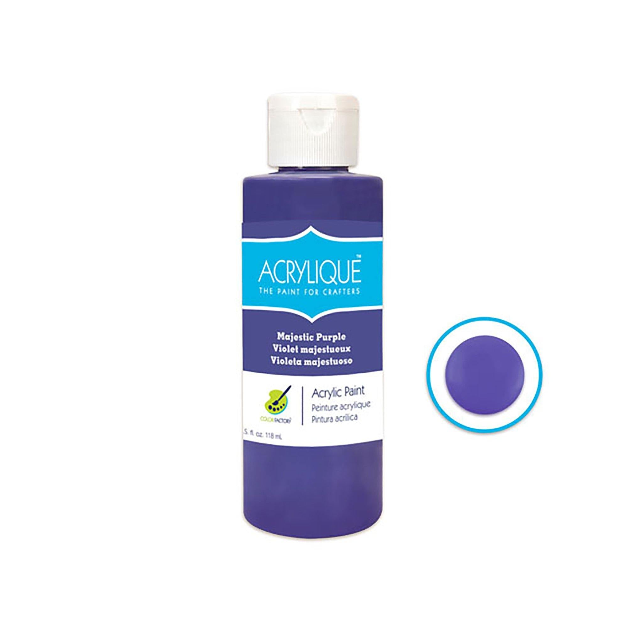 145 Majestic Purple Color Factory: 4Oz Acrylique Paint For Crafter'S - Dollar Max Dépôt