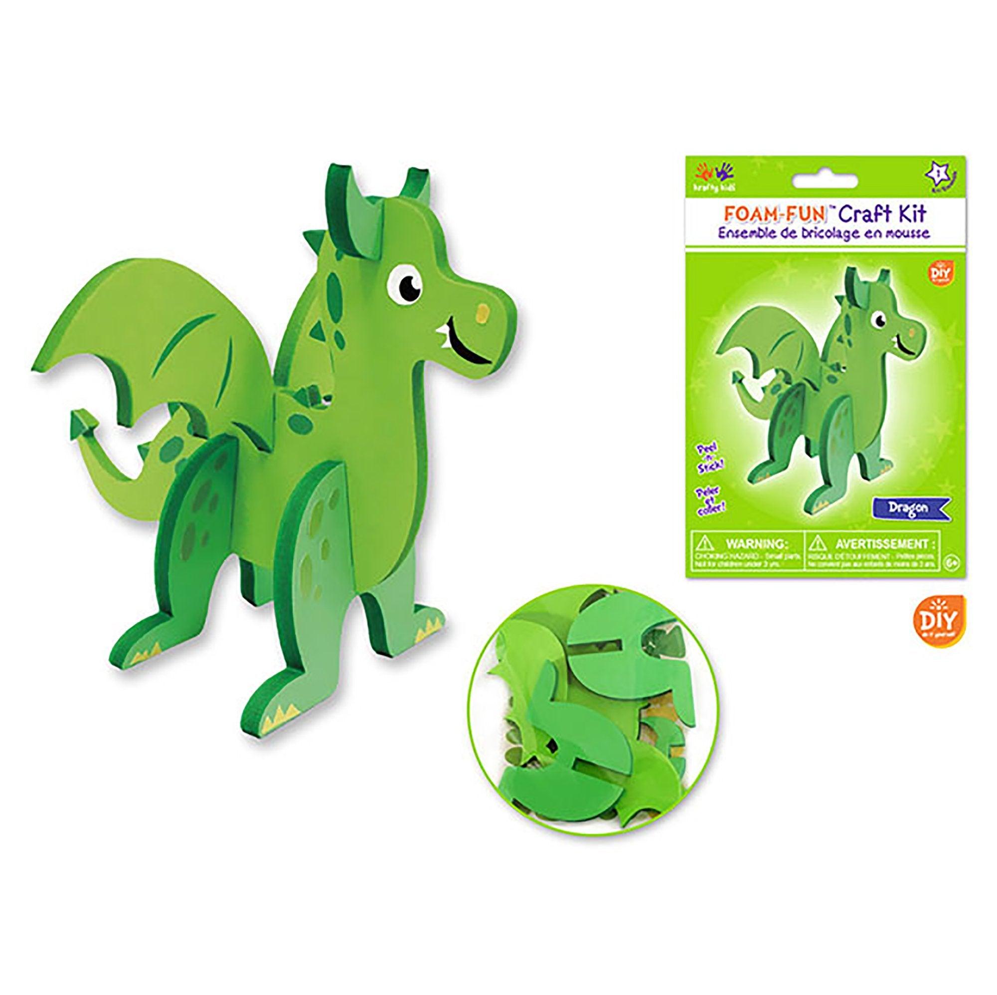 Krafty Kids Kit: DIY Foam Fun Standing Kit (makes 1) A) Dragon - Dollar Max Depot