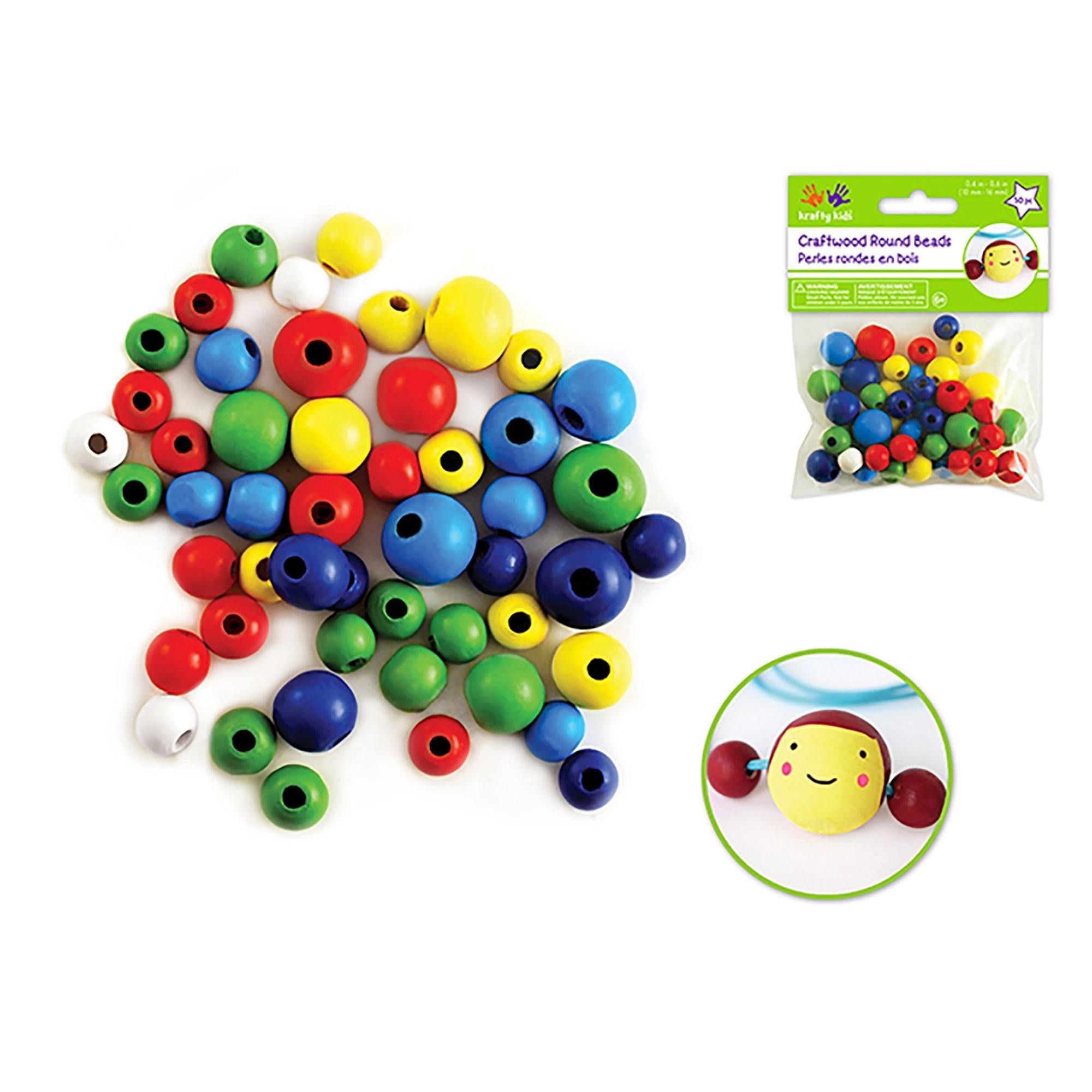 Craftwood: 10Mm-16Mm Asst Round Beads 50 / Pk Colored - Dollar Max Dépôt