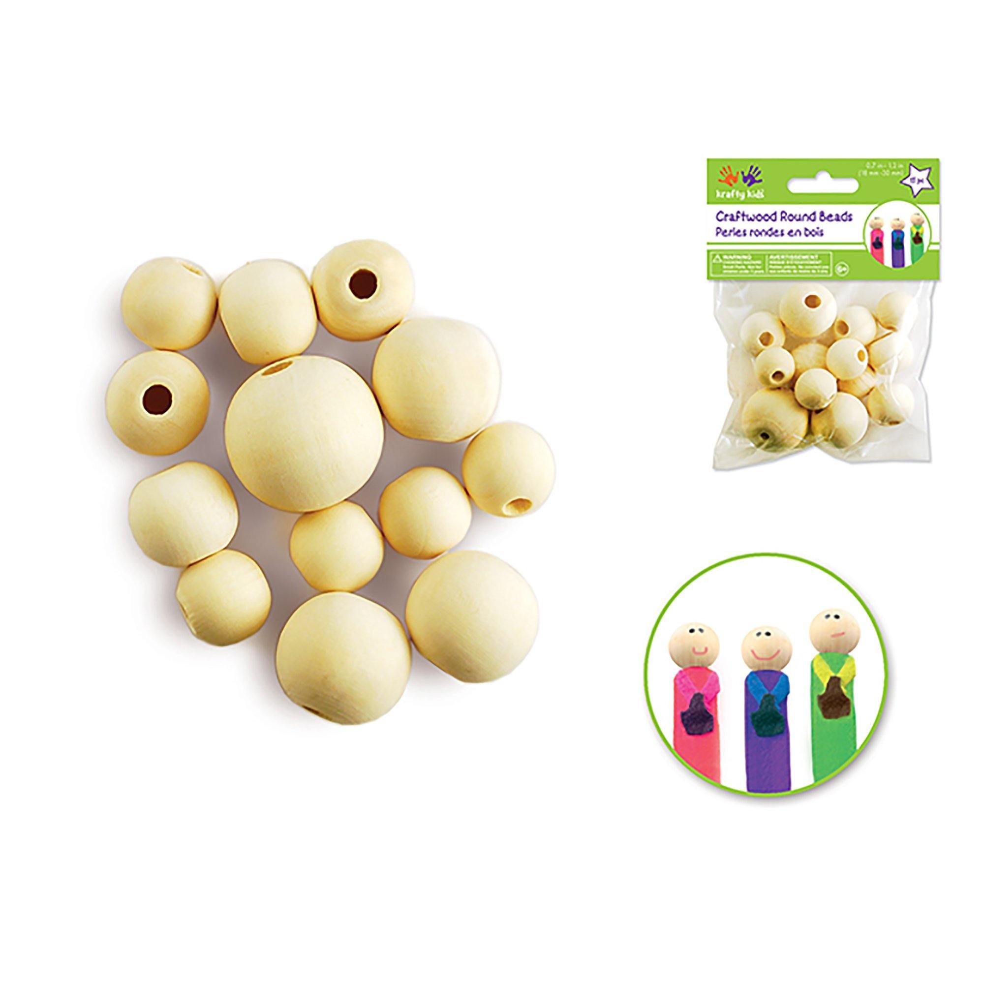 Craftwood : 18Mm-30Mm Asst Round Beads 13 / Pk Natural - Dollar Max Dépôt
