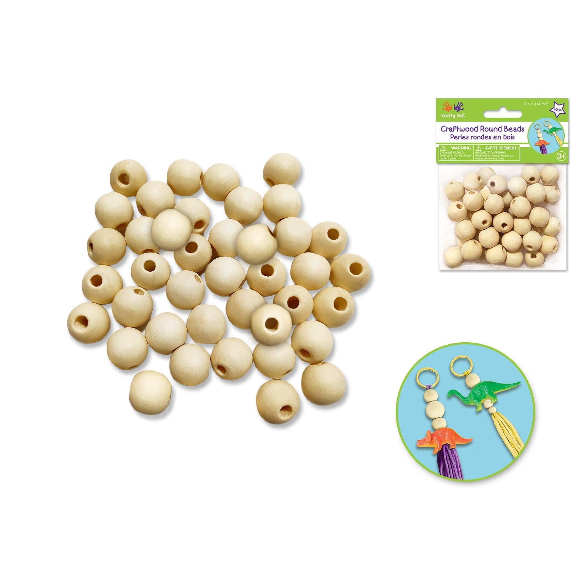 Craftwood: Round Beads Natural 14mm - Dollar Max Depot