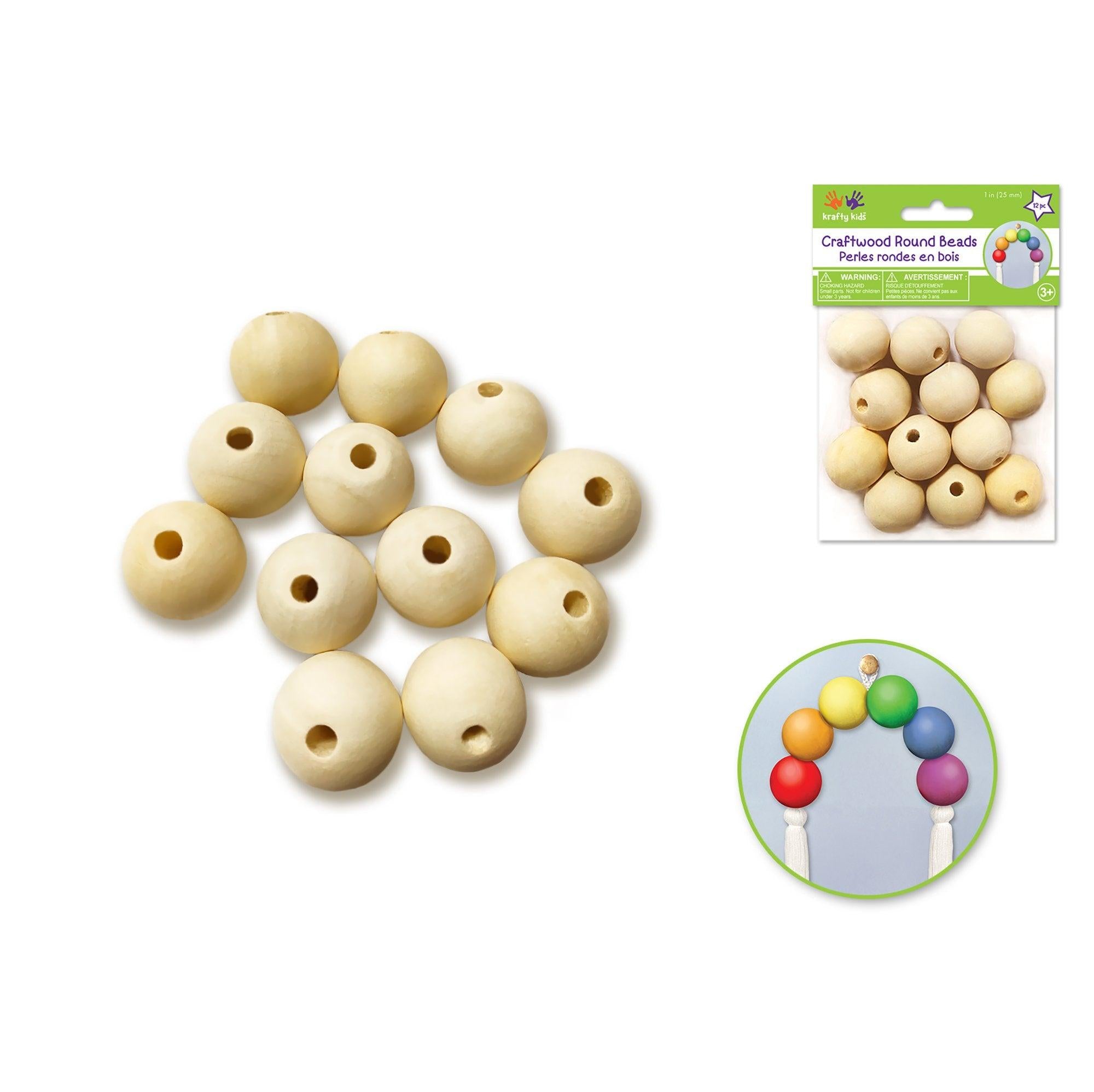Craftwood: Round Beads Natural 25mm - Dollar Max Depot