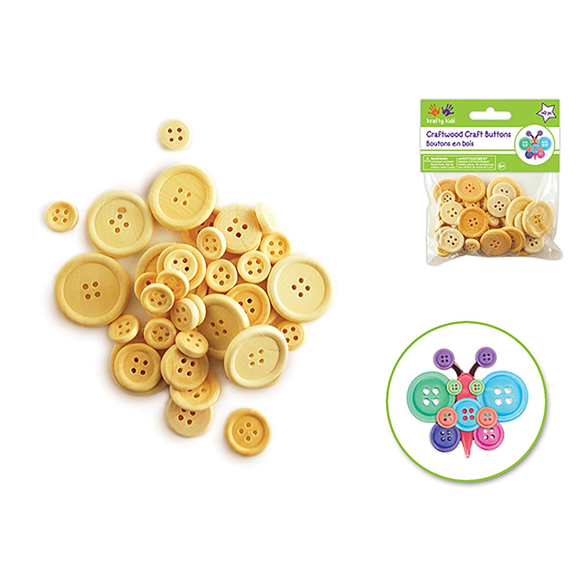 Craftwood: Craft Buttons 40/Pk Natural - Dollar Max Dépôt