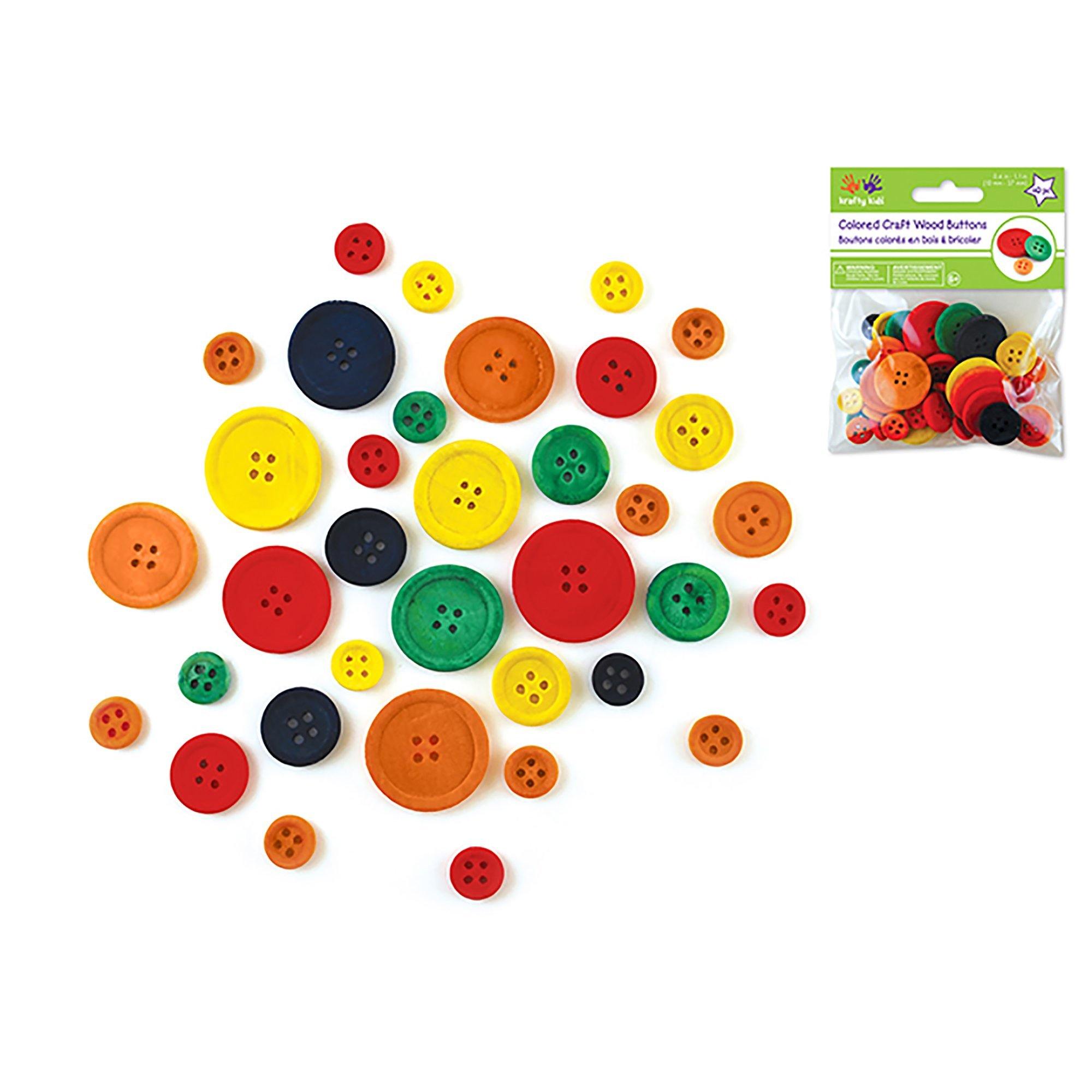 Craftwood: Craft Buttons 40/Pk Colored - Dollar Max Dépôt