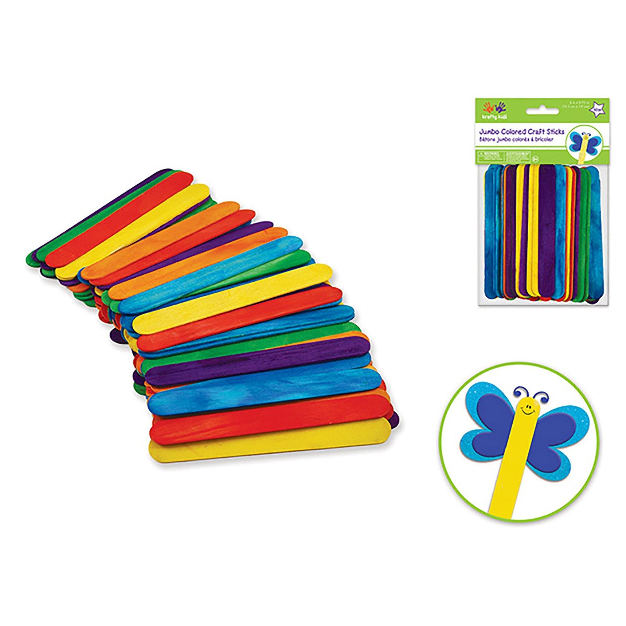 Craftwood: 6"X3/4" Jumbo Colored Craft Sticks 50/Pk - Dollar Max Dépôt