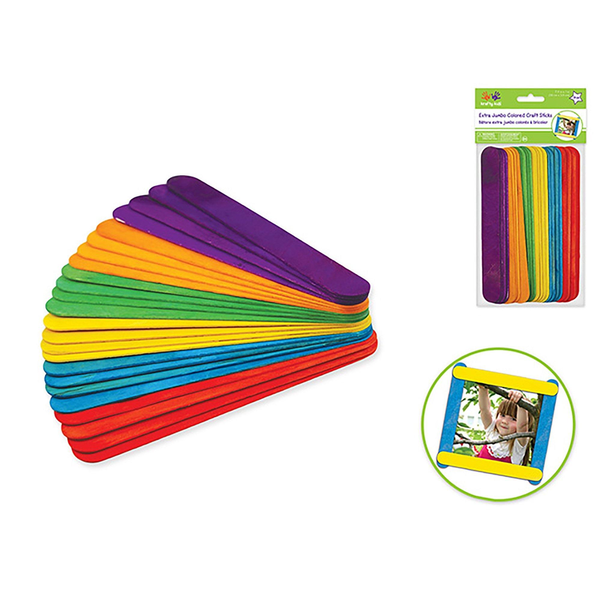 Craftwood: 7 7/8"X1" Extra Jumbo Colored Craft Sticks 24/Pk - Dollar Max Dépôt