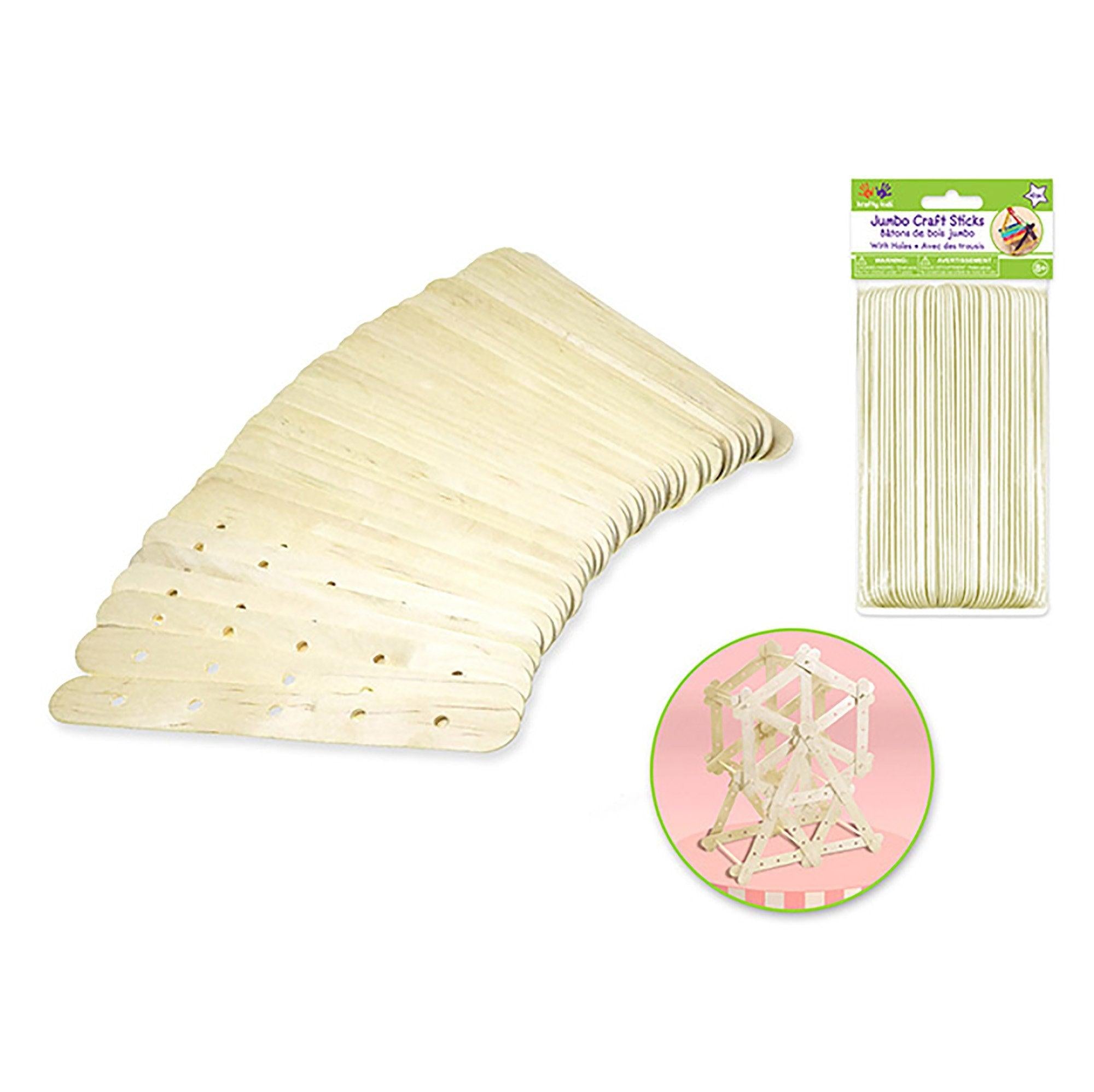 Craftwood: 6 inch X 3/4 inch Jumbo Natural Craft Sticks w/Holes 40/pk A) Natural - Dollar Max Depot