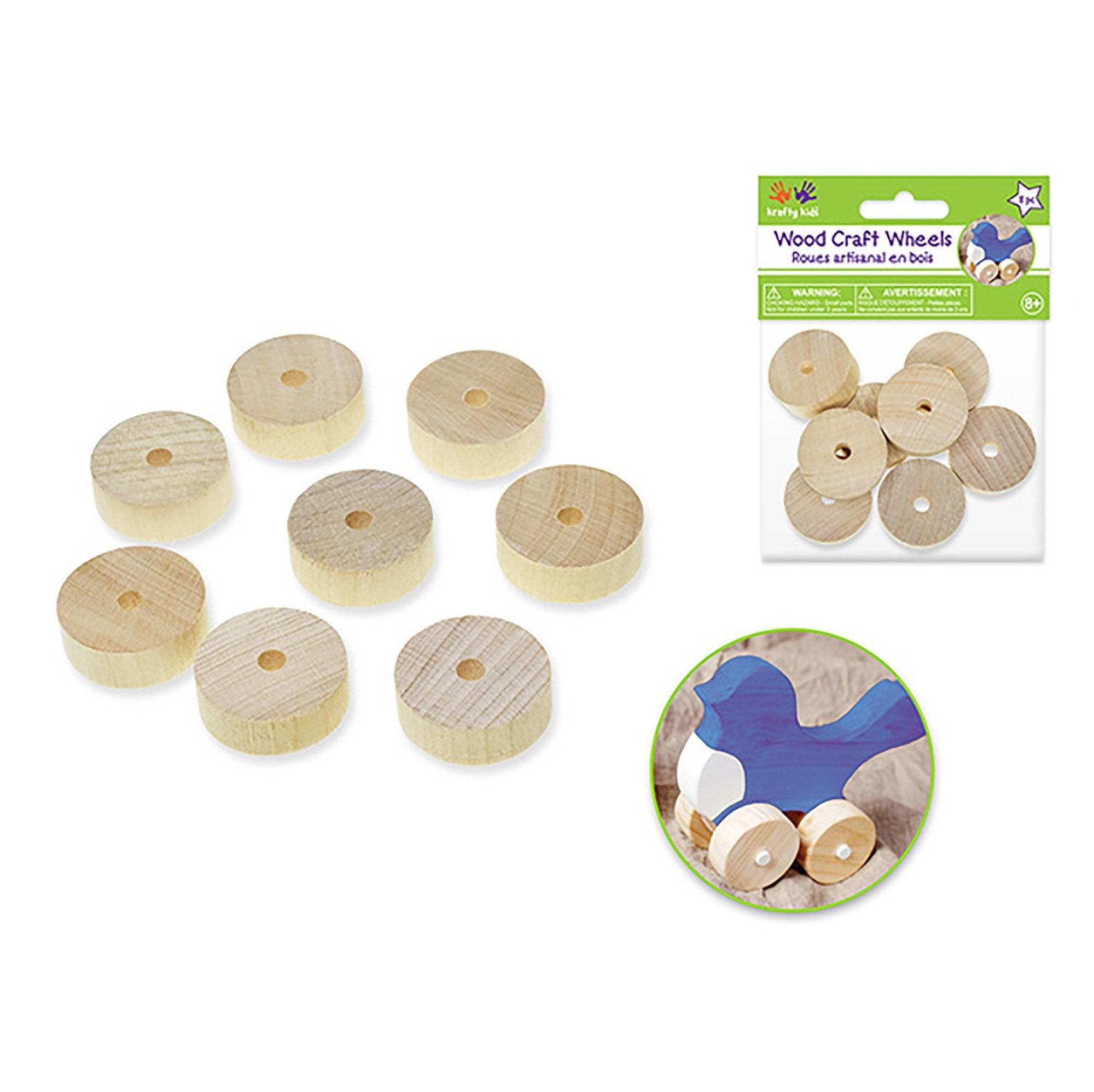 Craftwood: 1.1 inch X 0.4 inch Wheel x8 Flat Natural - Dollar Max Depot
