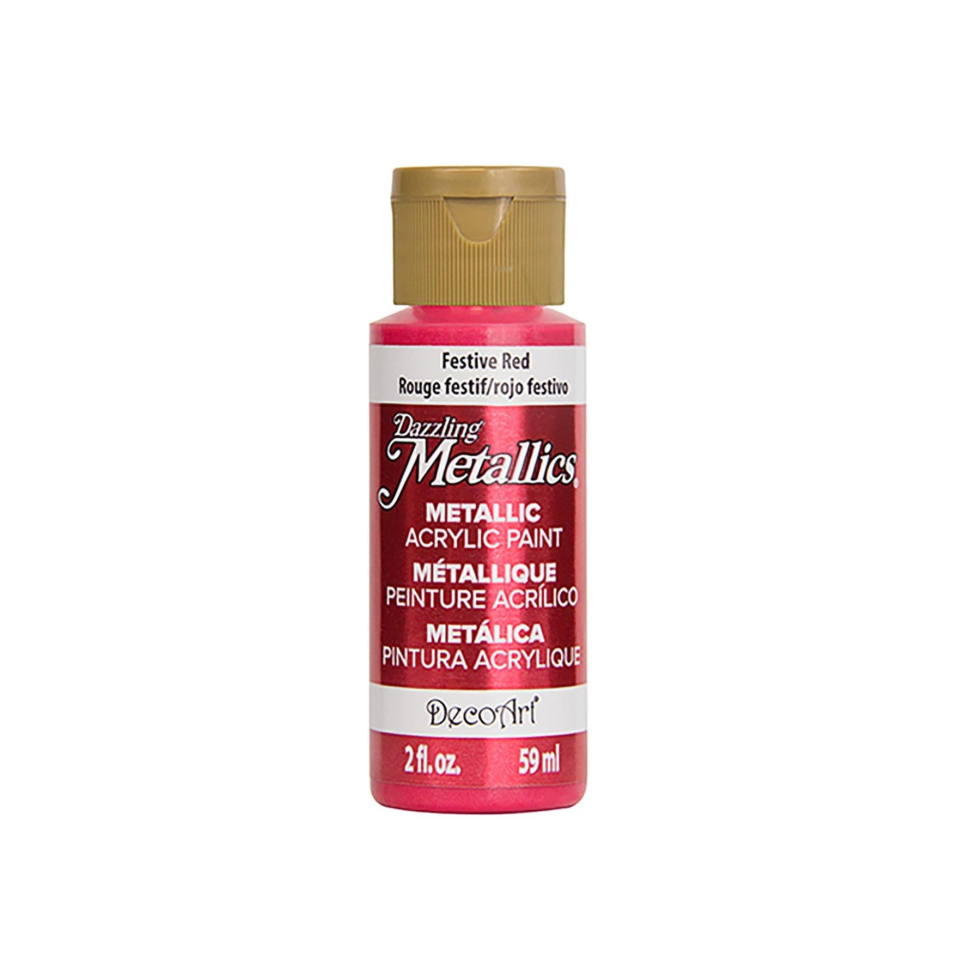 Da262 Festive Red Dazzling Metallics Paint: 2Oz All-Purpose Shimmering Luster Da070-336 - Dollar Max Dépôt
