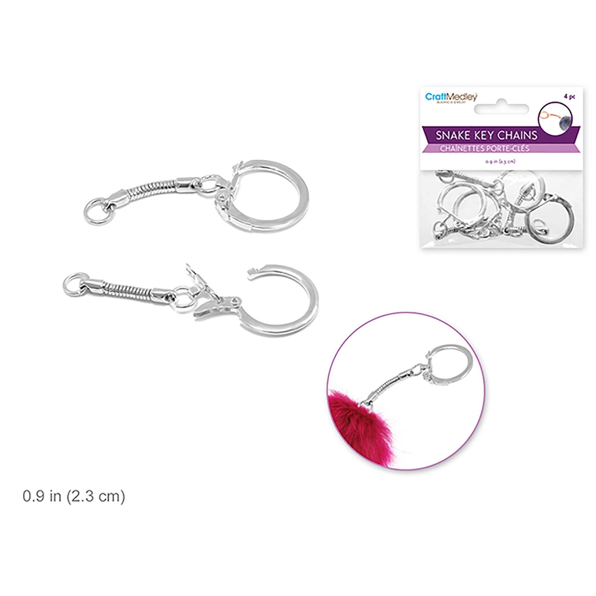 Silver Jewelry Findings: 2.3Cm Snake Key Chain 5.8Cm( X4 - Dollar Max Dépôt