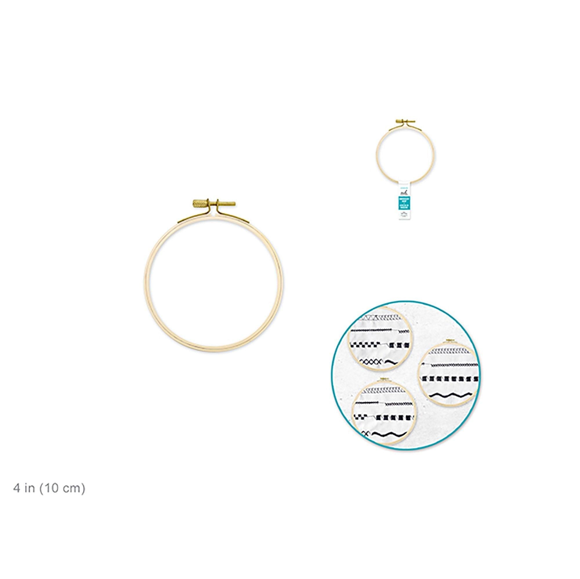 Needlecrafters: 4 inch Embroidery Hoop w/Brass Clamp - Dollar Max Depot