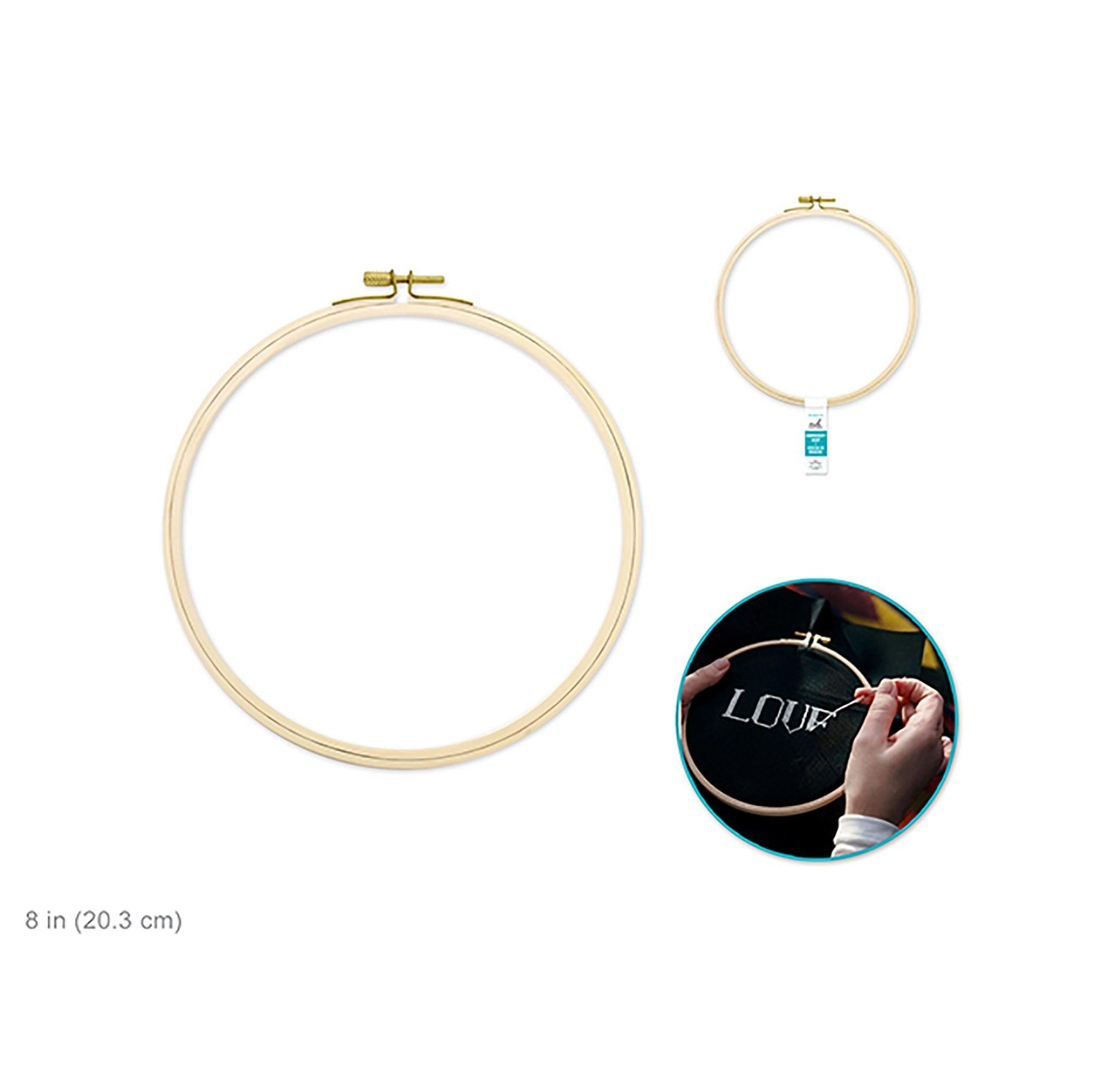 Needlecrafters: 8 inch Embroidery Hoop w/Brass Clamp - Dollar Max Depot