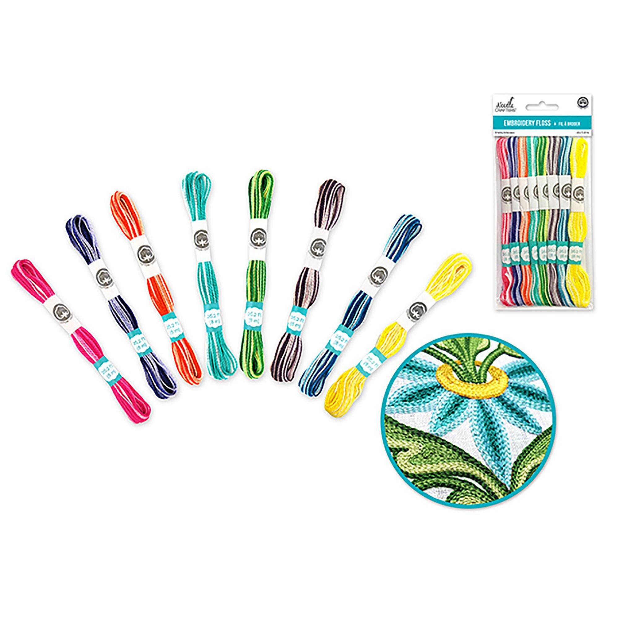 Variegated Brights Needlecrafters: 8M Cotton Embroidery Floss 8 Hanks/Pkg - Dollar Max Dépôt