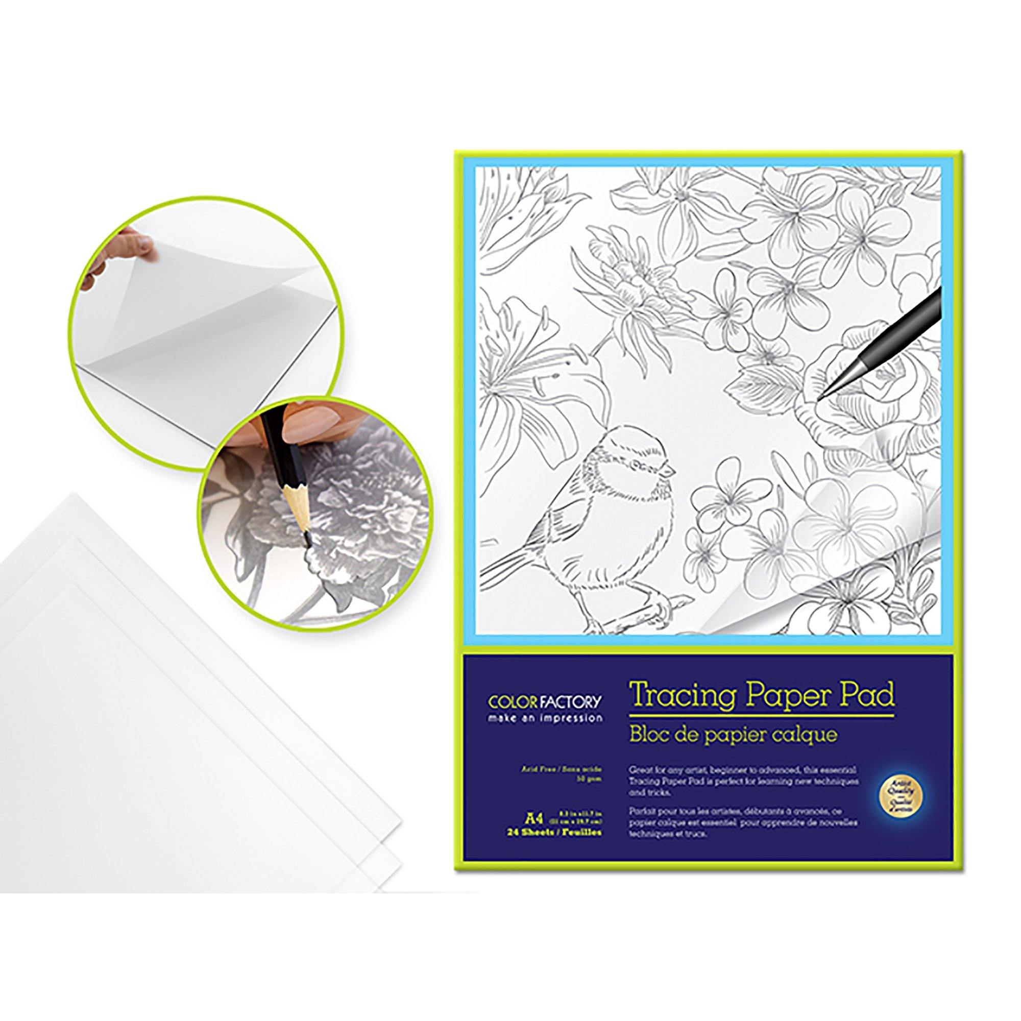 Color Factory: Tracing Paper 9"X12" 50Gsm 24 Sheets Acid Free - Dollar Max Dépôt