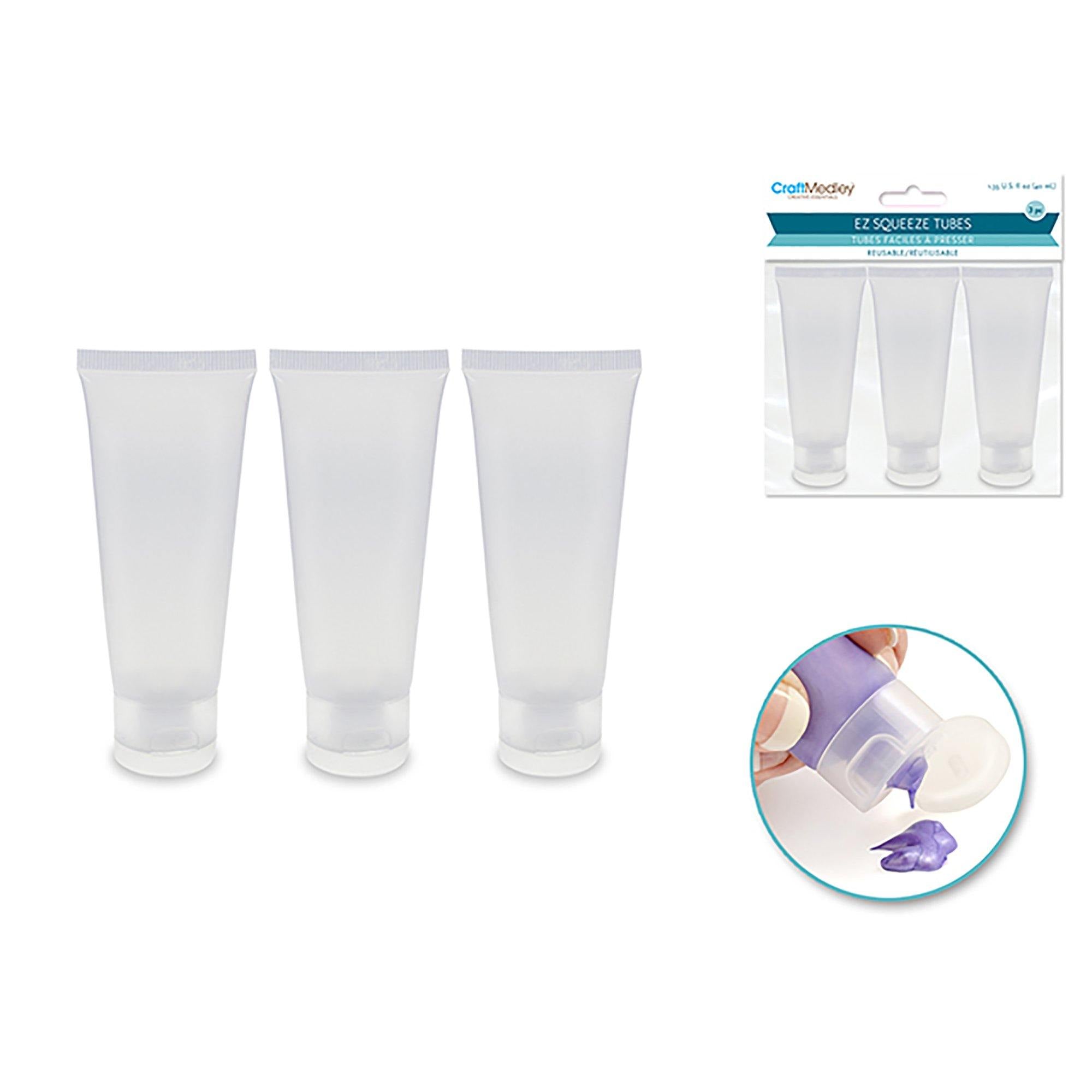 Plastic Bottle: 40Ml Ez-Squeeze Clear Paint & Glue Tubes X3 - Dollar Max Dépôt
