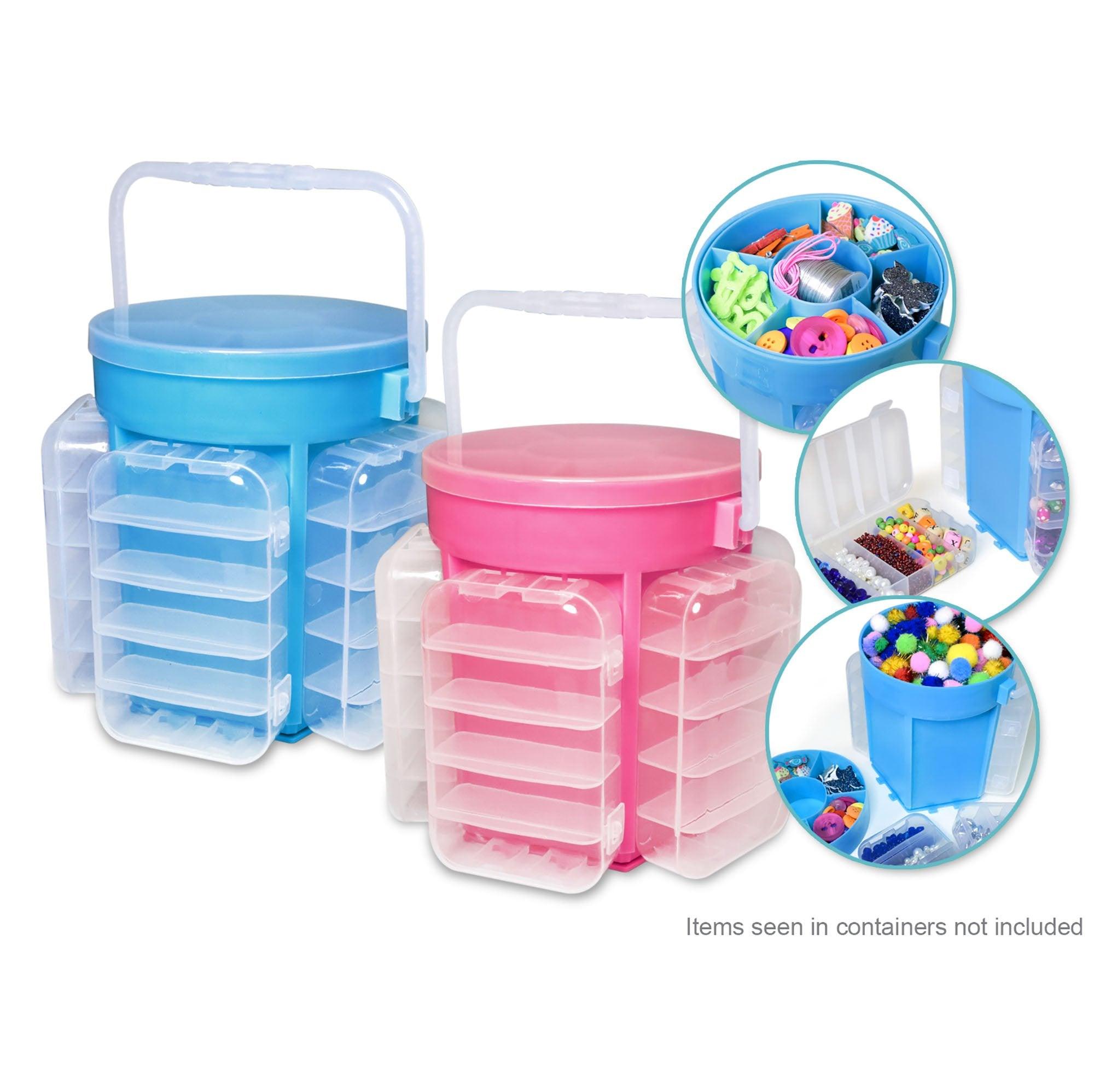 Craft Storage 5.2in X 5.9in Storage Organizer Bucket with 5 Snap-on Organization Boxes - Dollar Max Depot