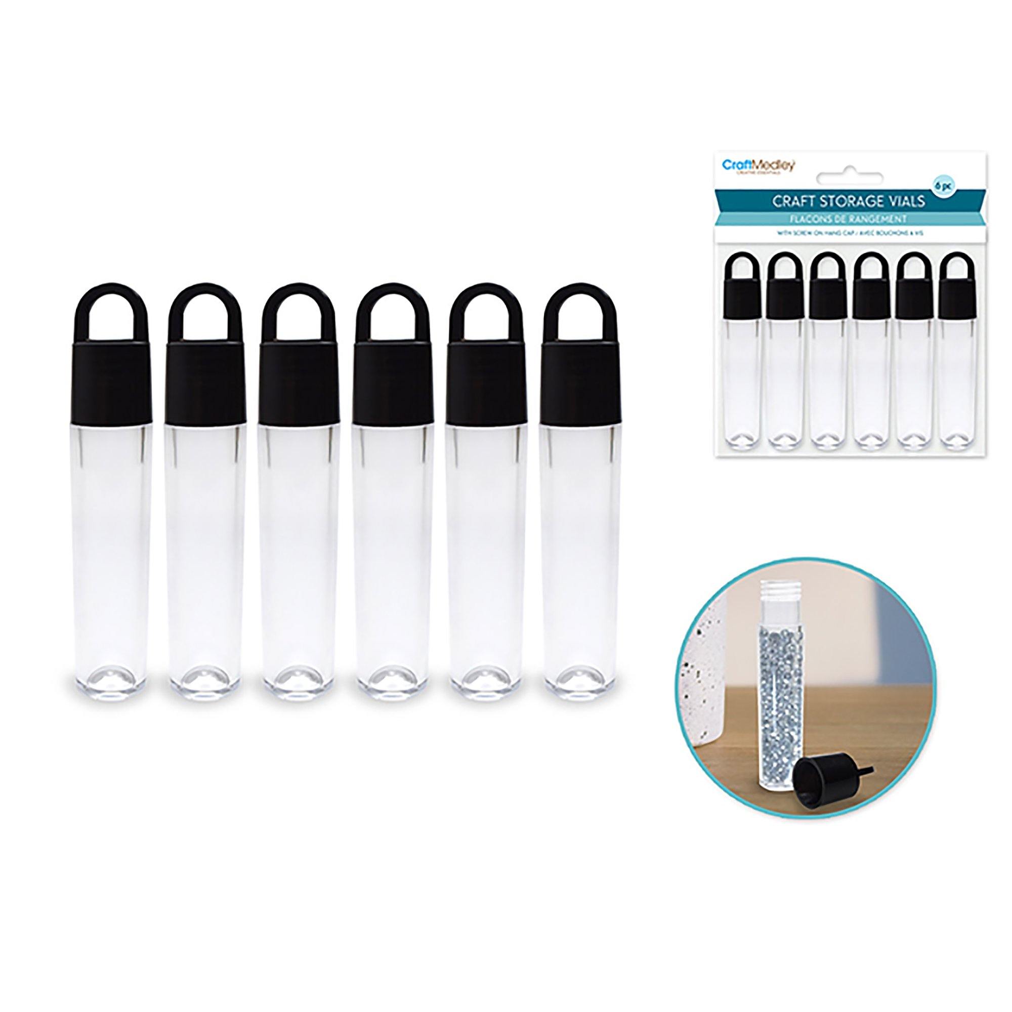 Craft / Bead Storage :3" Round Tube Vials W / Screw Hang Cap X6 - Dollar Max Dépôt