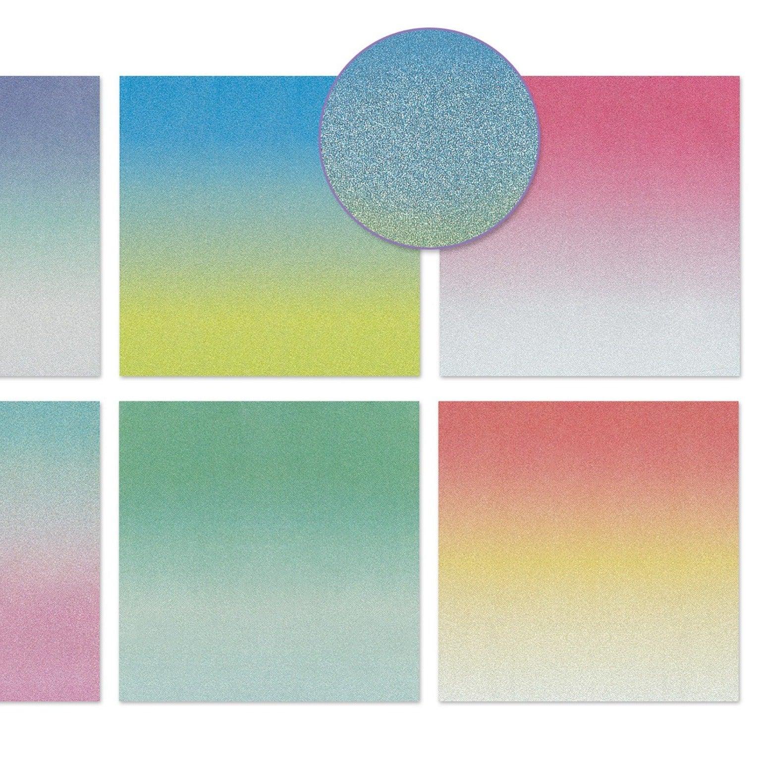 Scrapbook Paper 12in X12in Glam Glitter Cardstock 190gsm Ombre Pastel - Dollar Max Depot