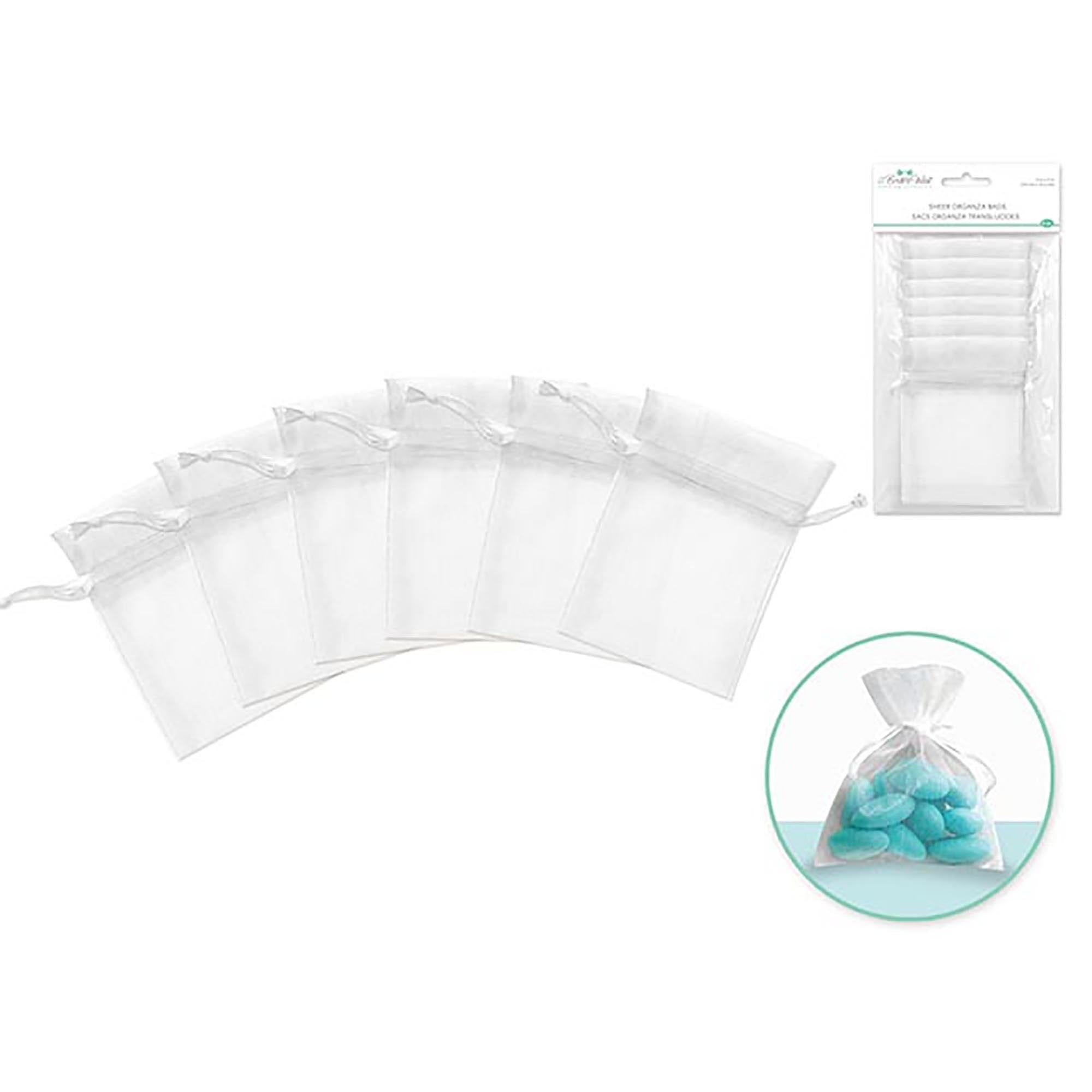 White A Brides Wish: 3"X4" Organza Bags X6 Sheer W/Ribbon String - Dollar Max Dépôt