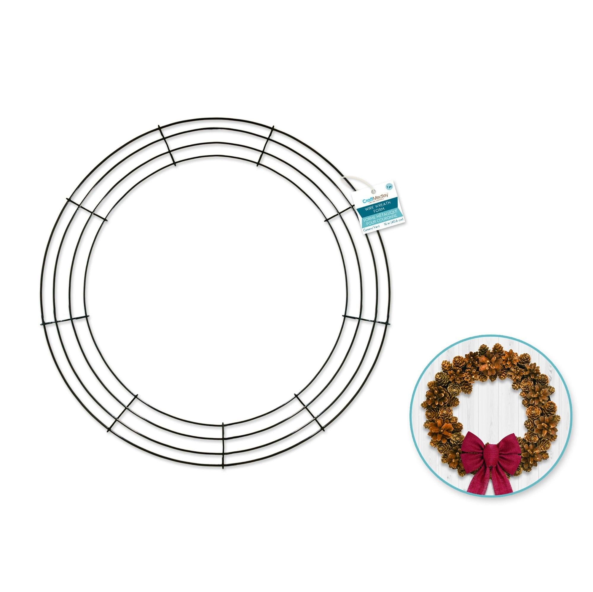 Wire Wreath Form 16in Green 4-Ring - Dollar Max Depot