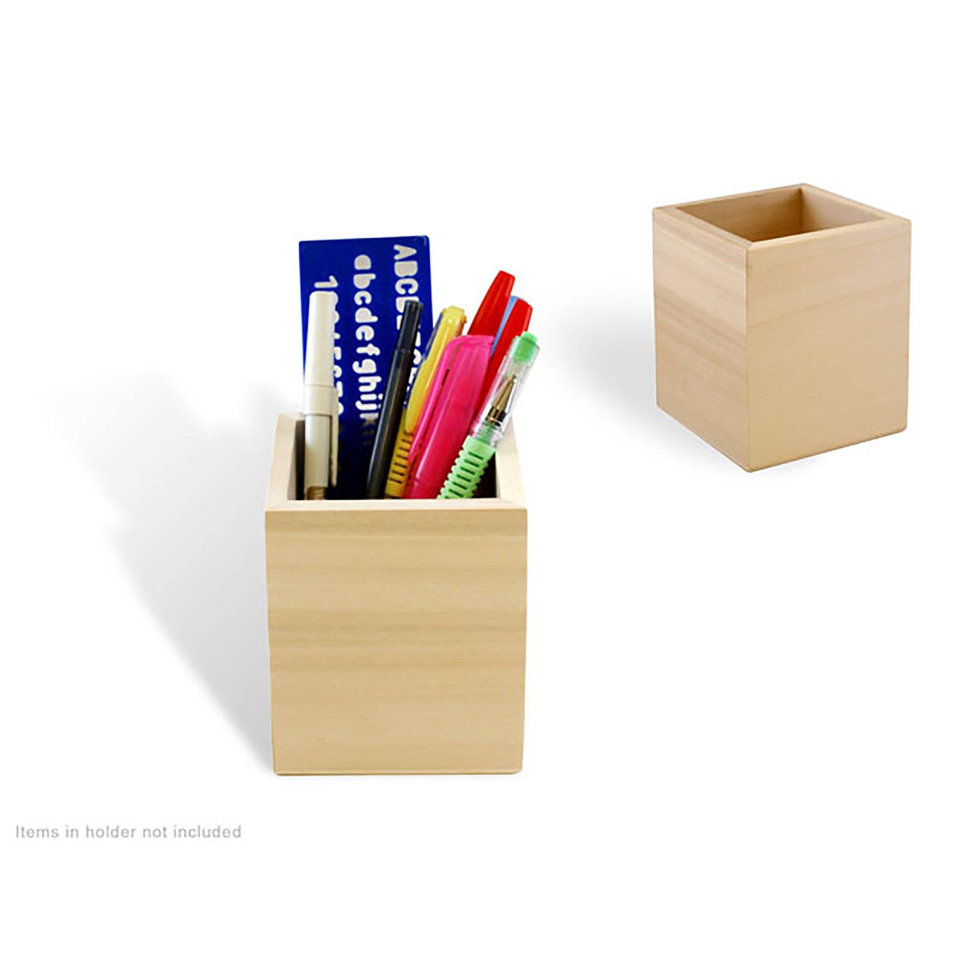 Square Wood Craft: Natural Pen/Pencil Tubs - Dollar Max Dépôt