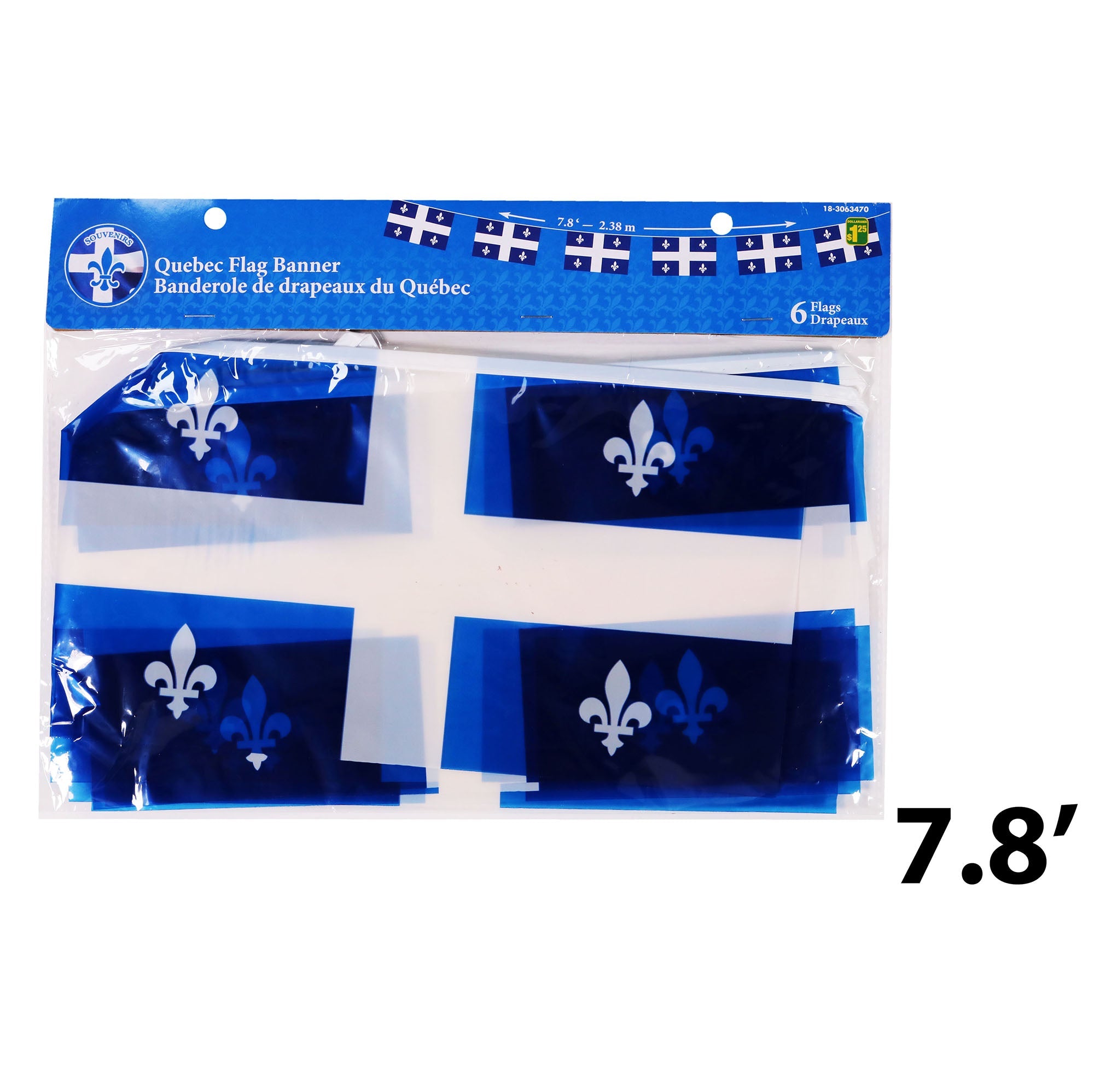St-Jean Baptiste Quebec Flag Banner with 6 Flags 94in