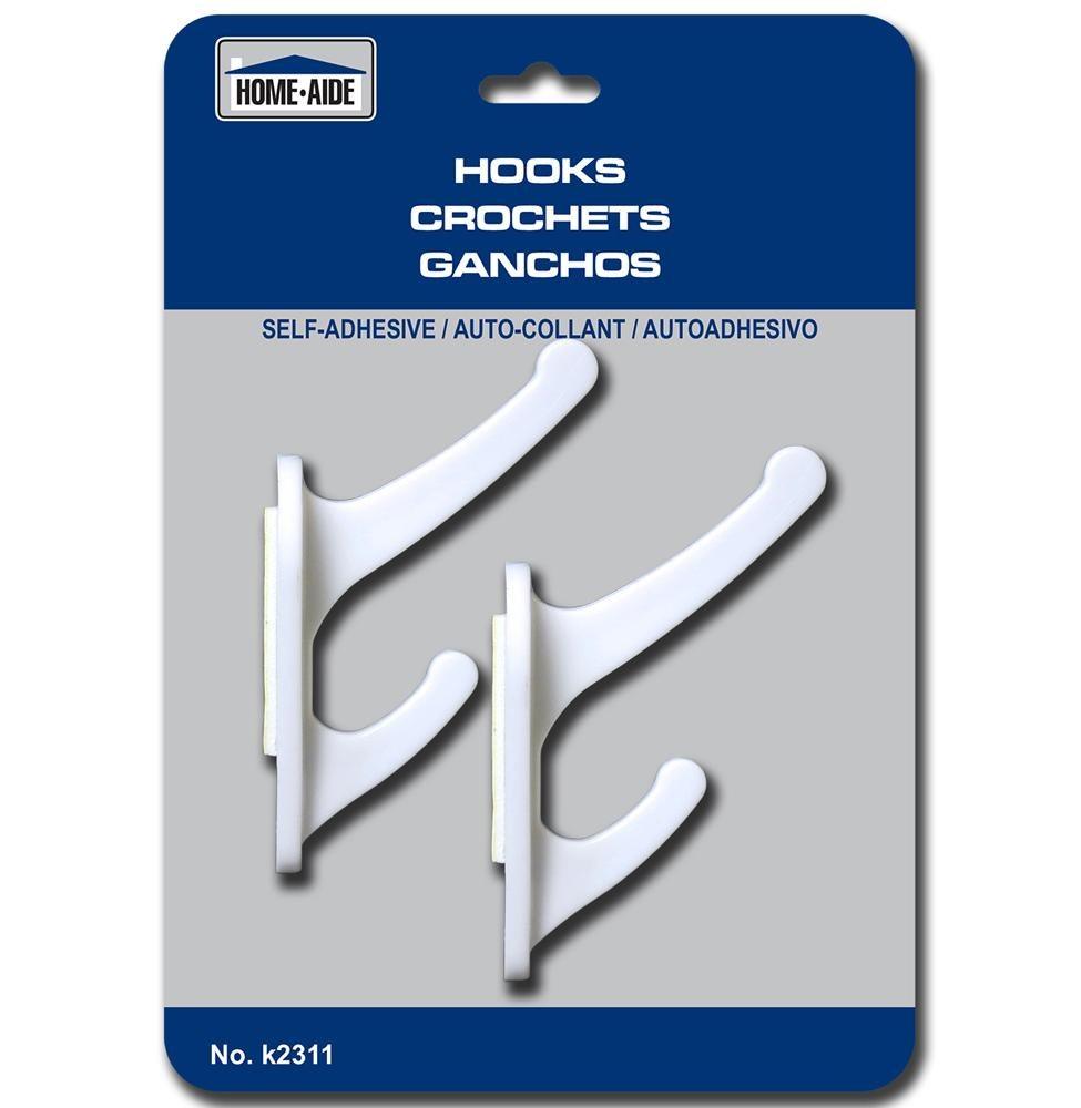 Homeaide 2 White Plastic Hooks 1.1x3in