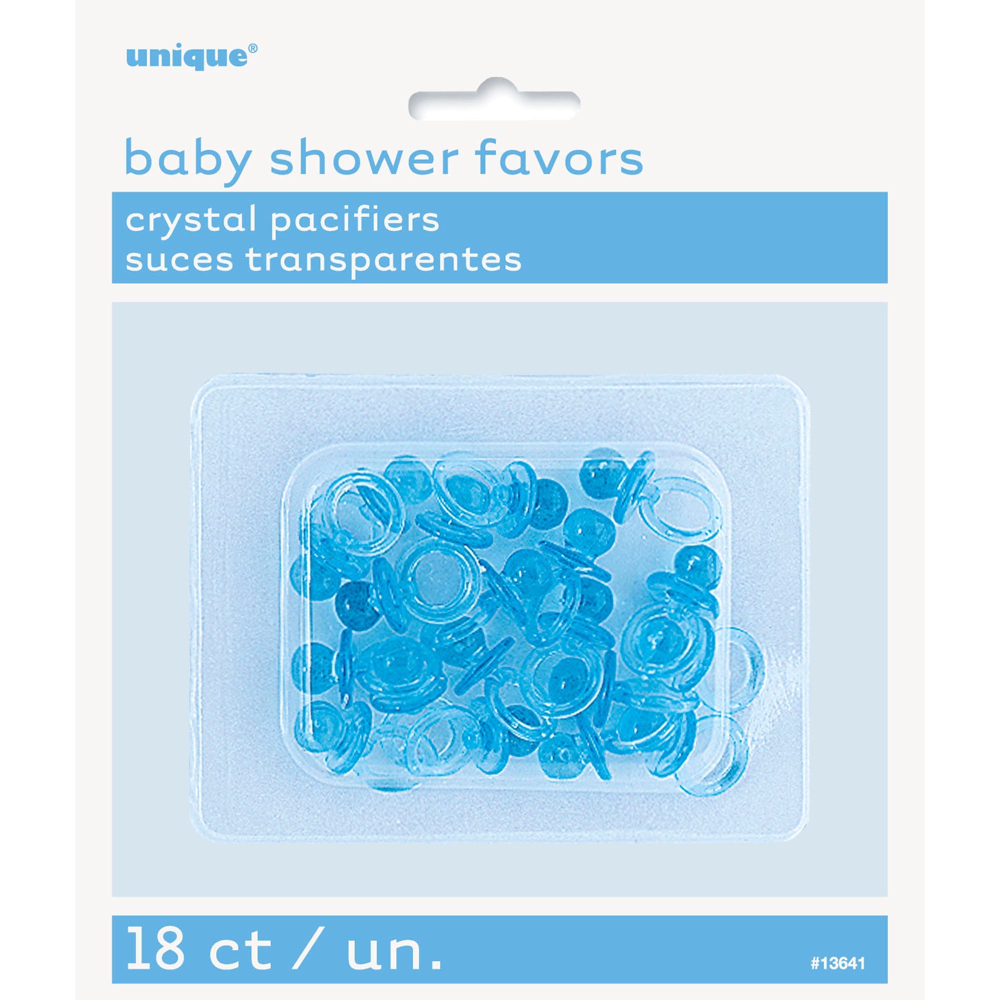 Baby Shower 18 Blue Crystal Pacifiers 1in