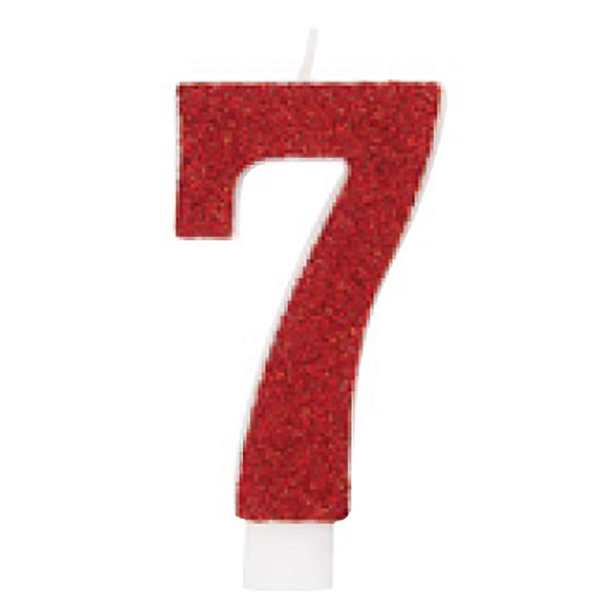 Age 7 Numeral Candle Printed One Side Glitter Red or Blue or Green or Gold 3.25in