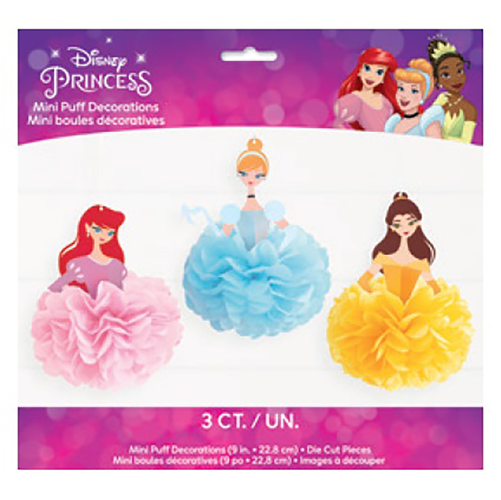 Disney Princess 3 Mini Puff Decorations 9in