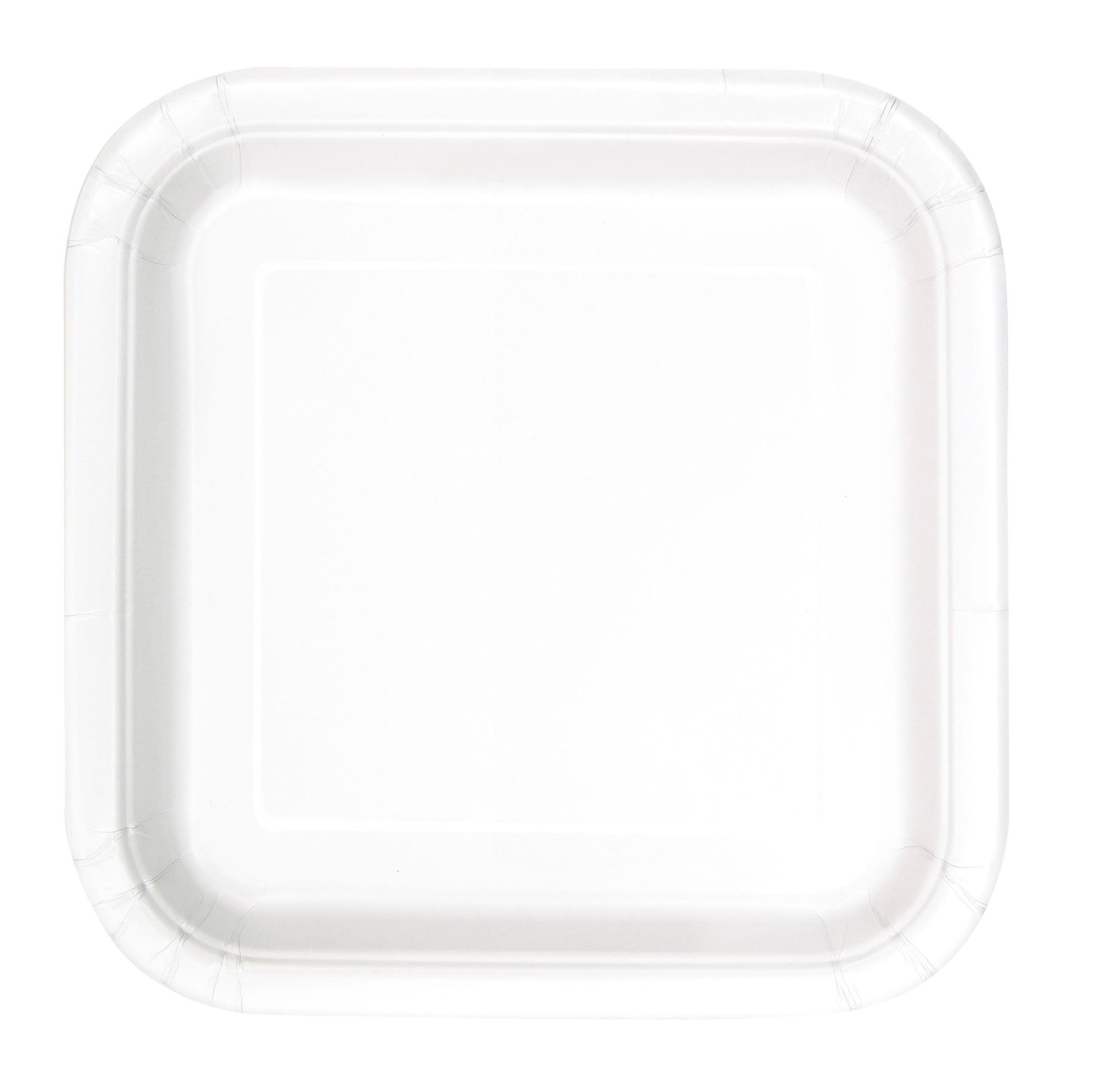 16 Square Paper Plates Bright White 7in