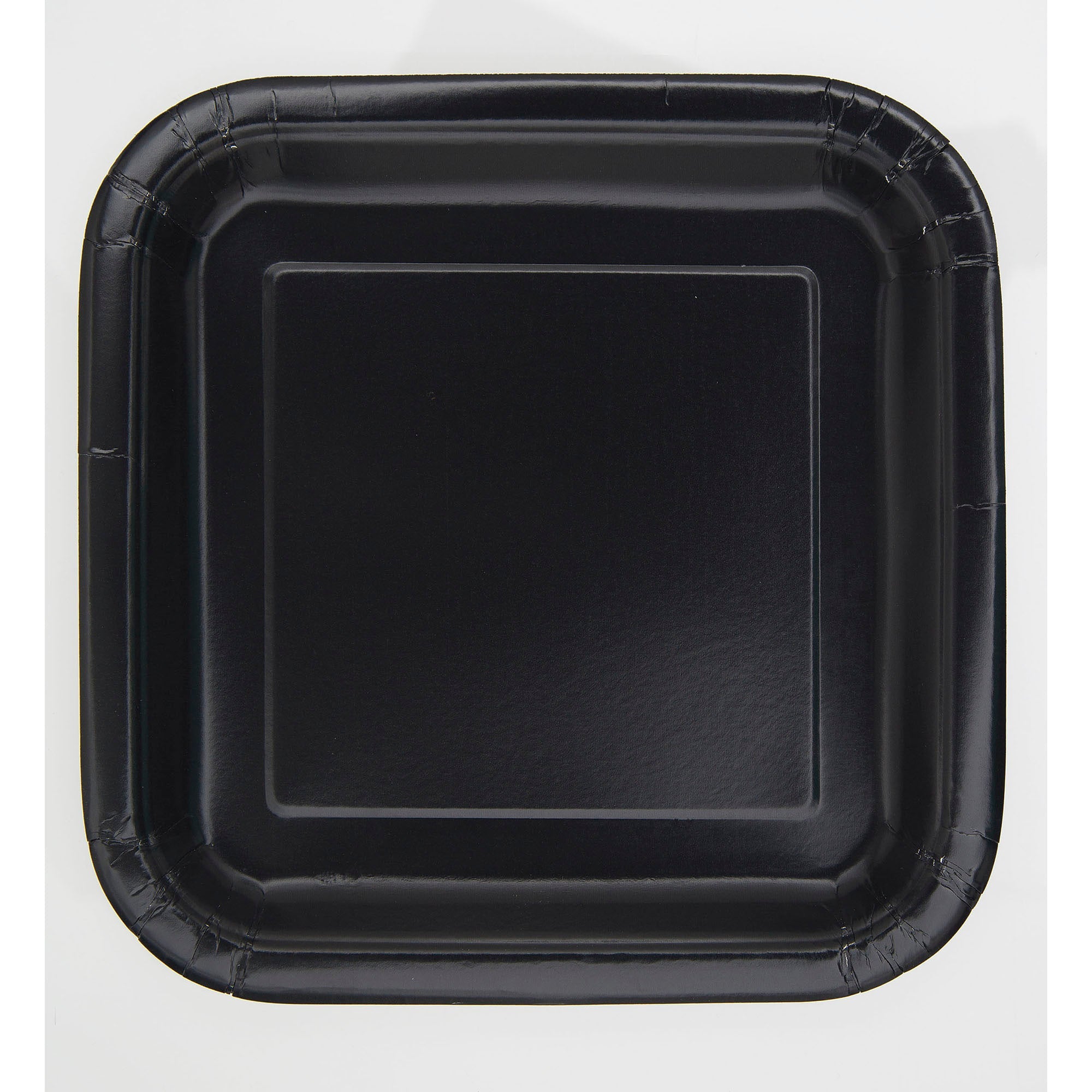 16 Square Paper Plates Midnight Black 7in