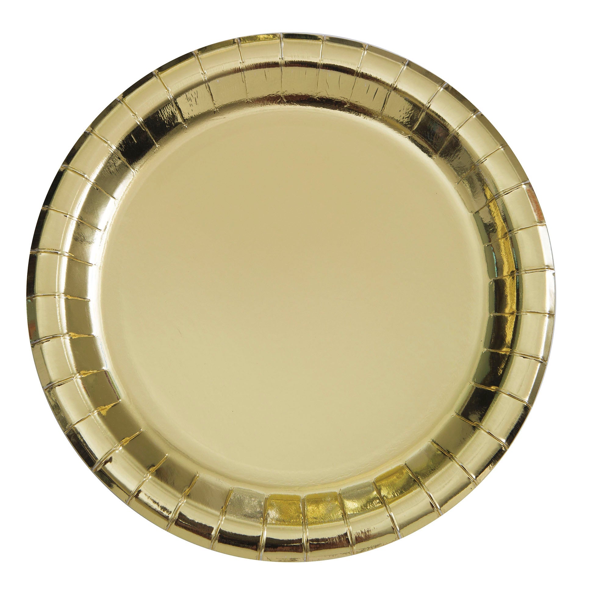 8 Round Paper Plates Metallic Gold 9in