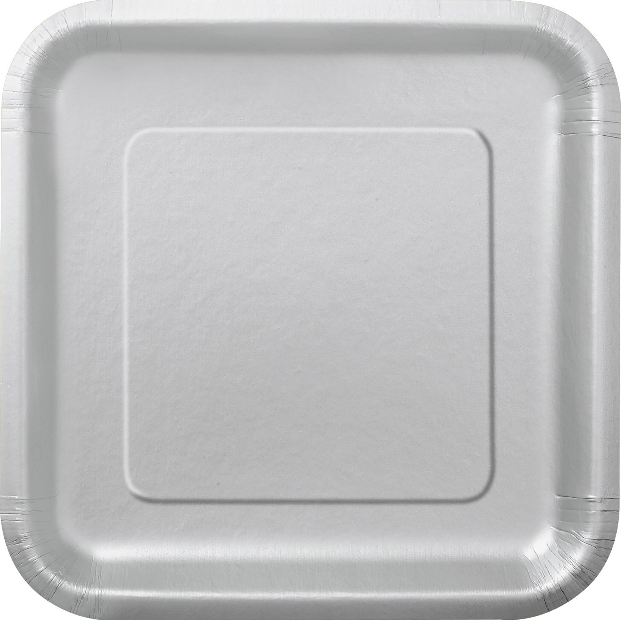 16 Square Paper Plates Silver 7in