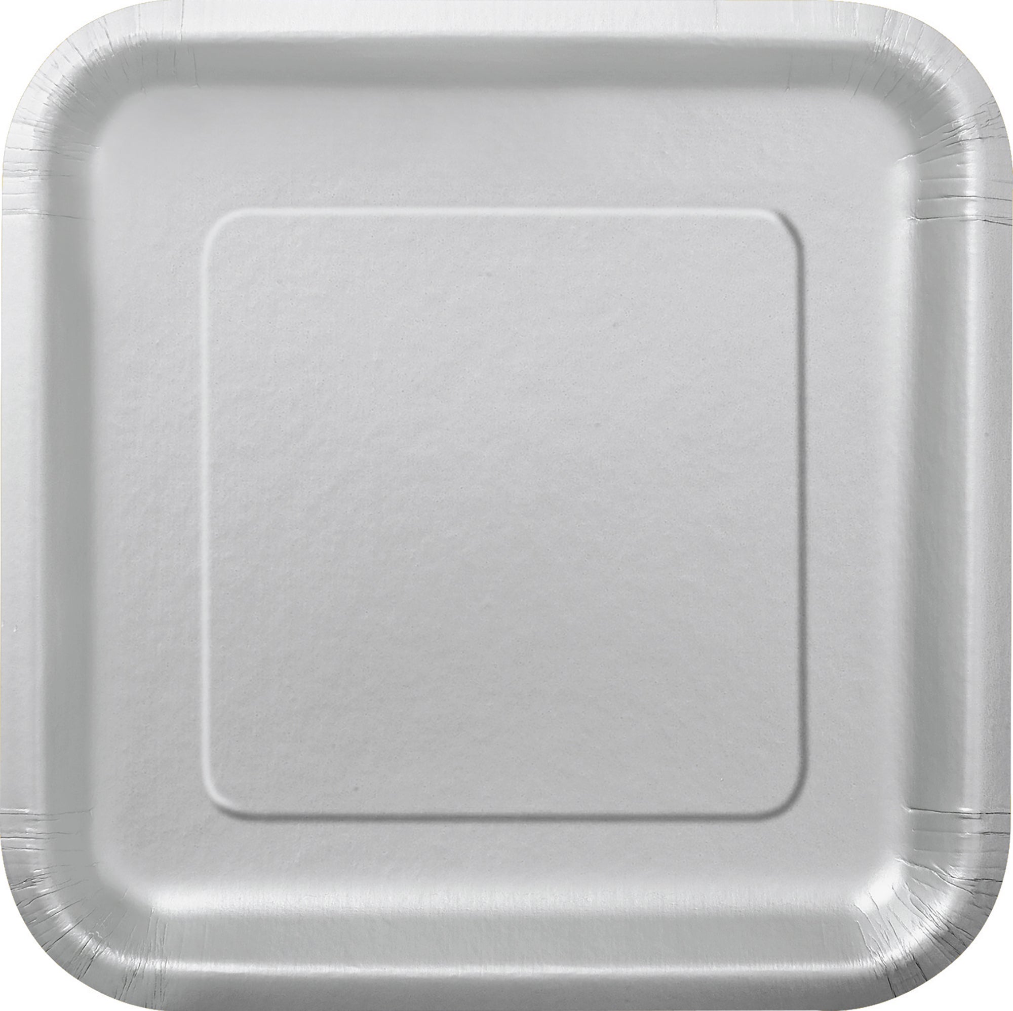 14 Square Paper Plates Silver 9in