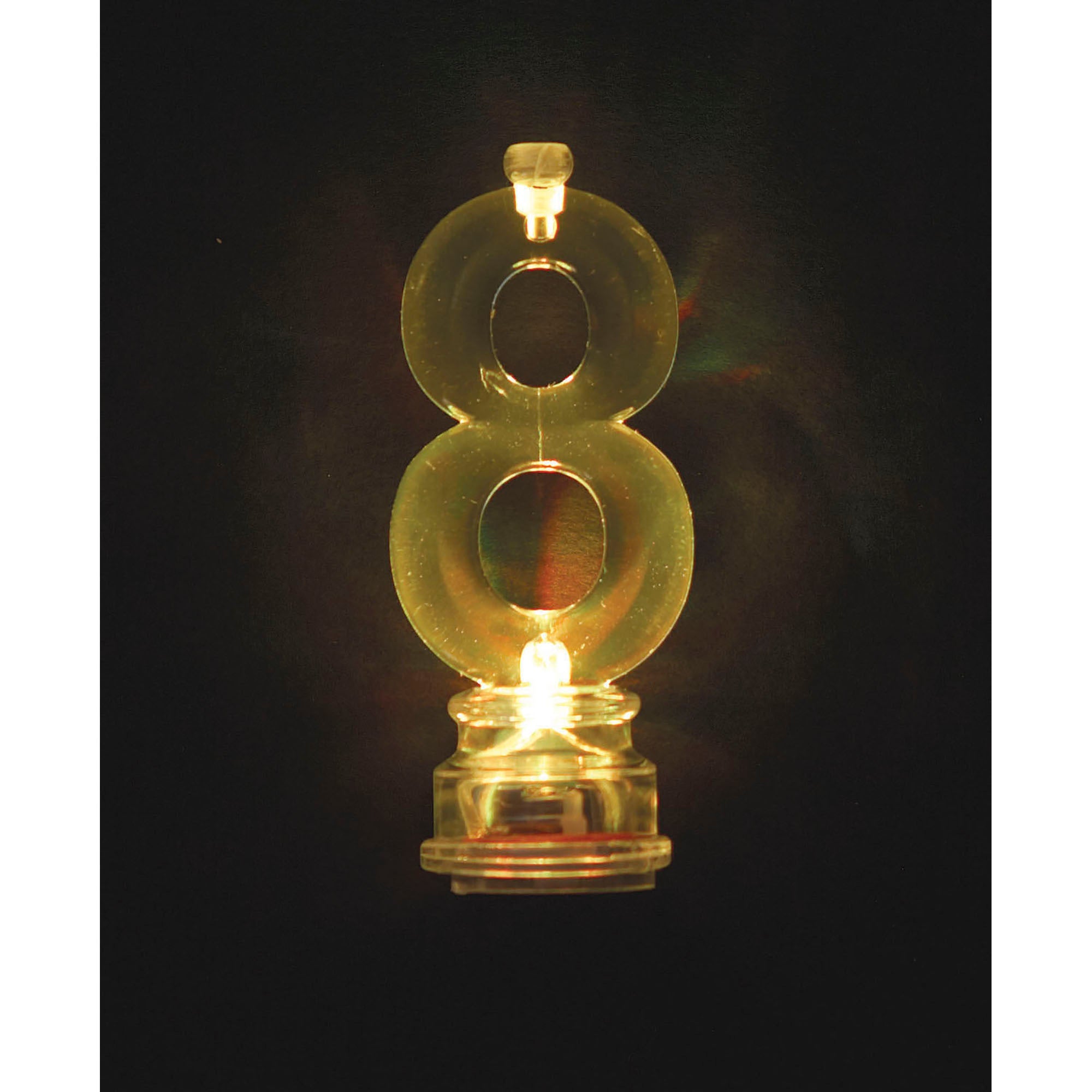 Age 8 Flashing Multi Color Candle Holder with 4 Birthday Candles 5pcs Total 3in and 2.5in