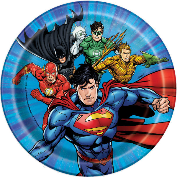 Justice League 8 Round Paper Plates 7in