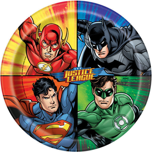 Justice League 8 Round Paper Plates 9in