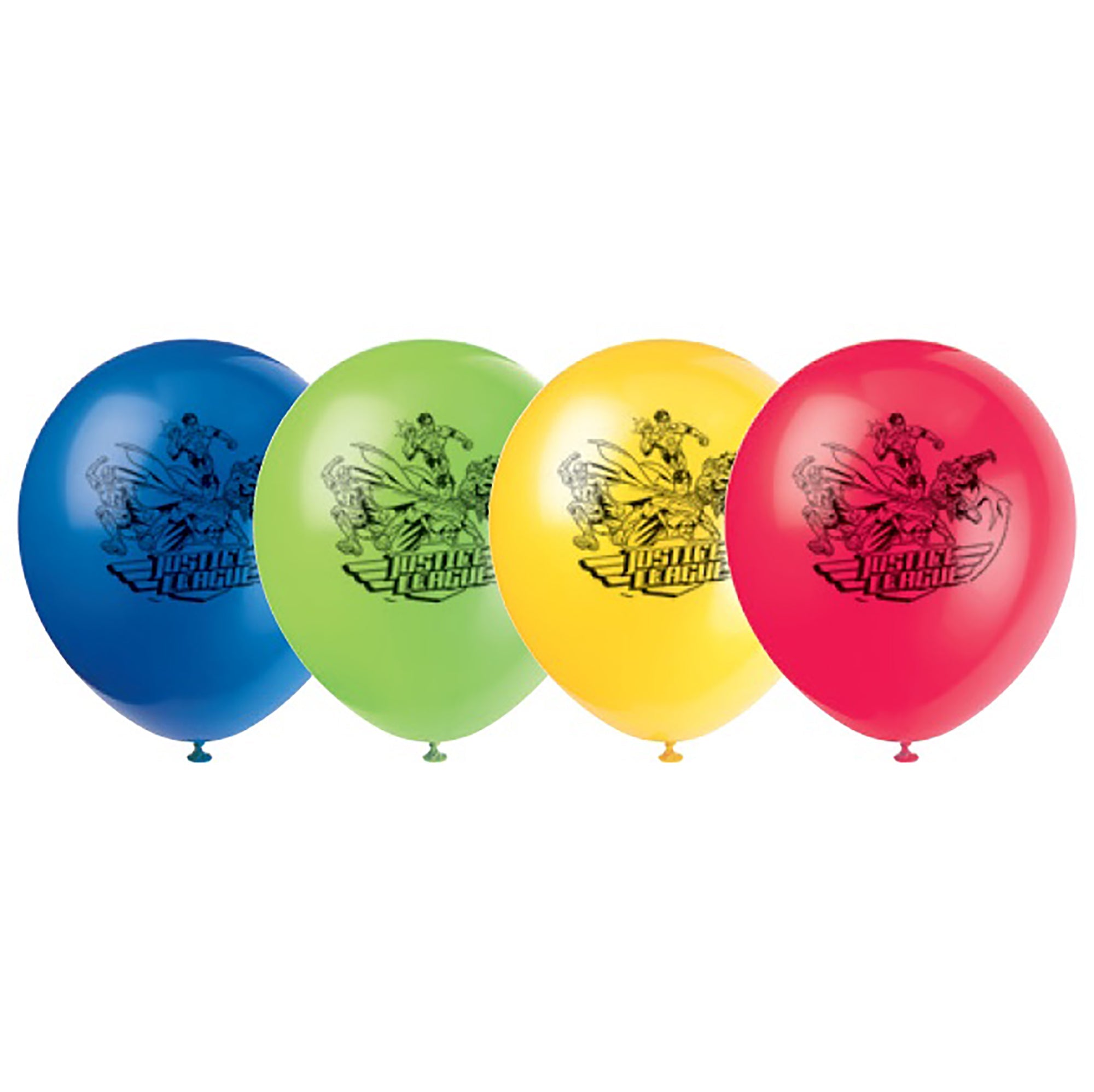 Justice League 8 Printed Latex Balloons 12in Assorted Colors