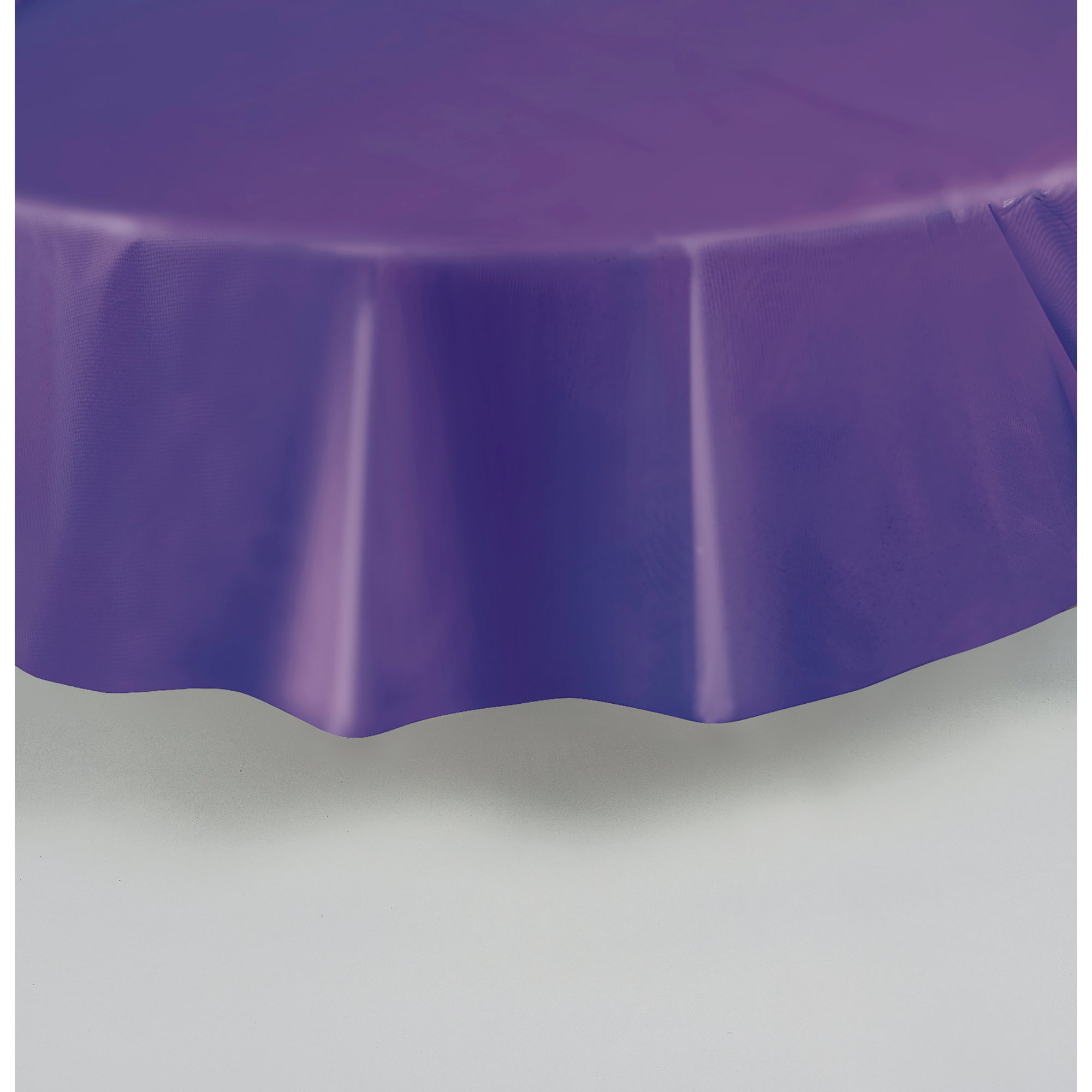 Plastic Round Table Cover Deep Purple 84in
