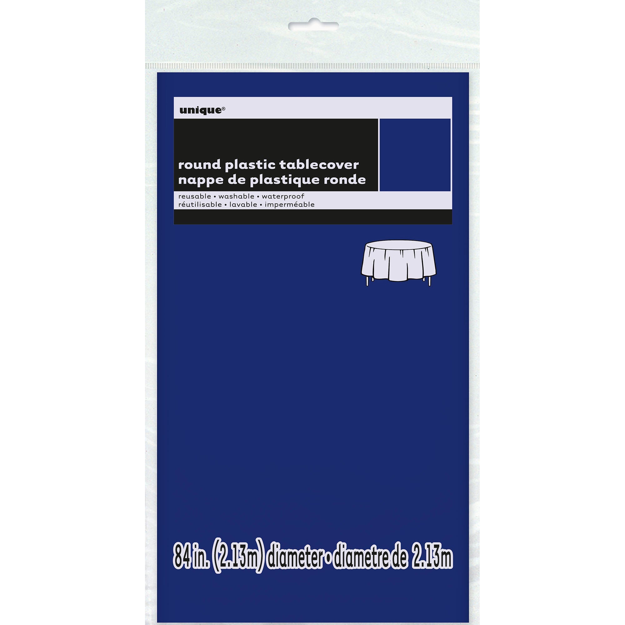 Plastic Round Table Cover True Navy Blue 84in