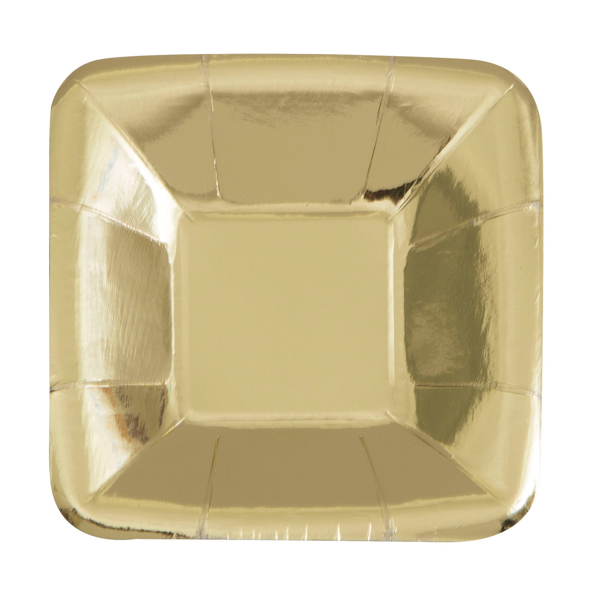 8 Square Appetizer Paper Plates Metallic Gold 5in