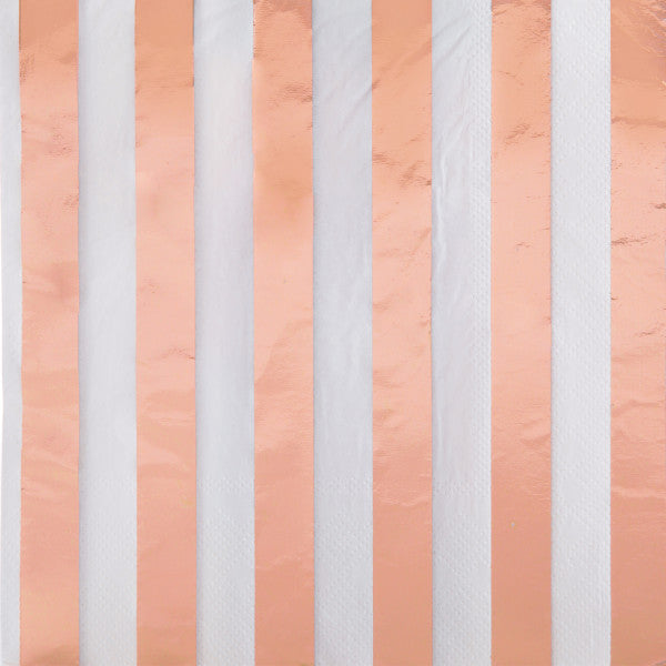 16 Rose Gold Stripes Luncheon Napkins 12.75x12.75in
