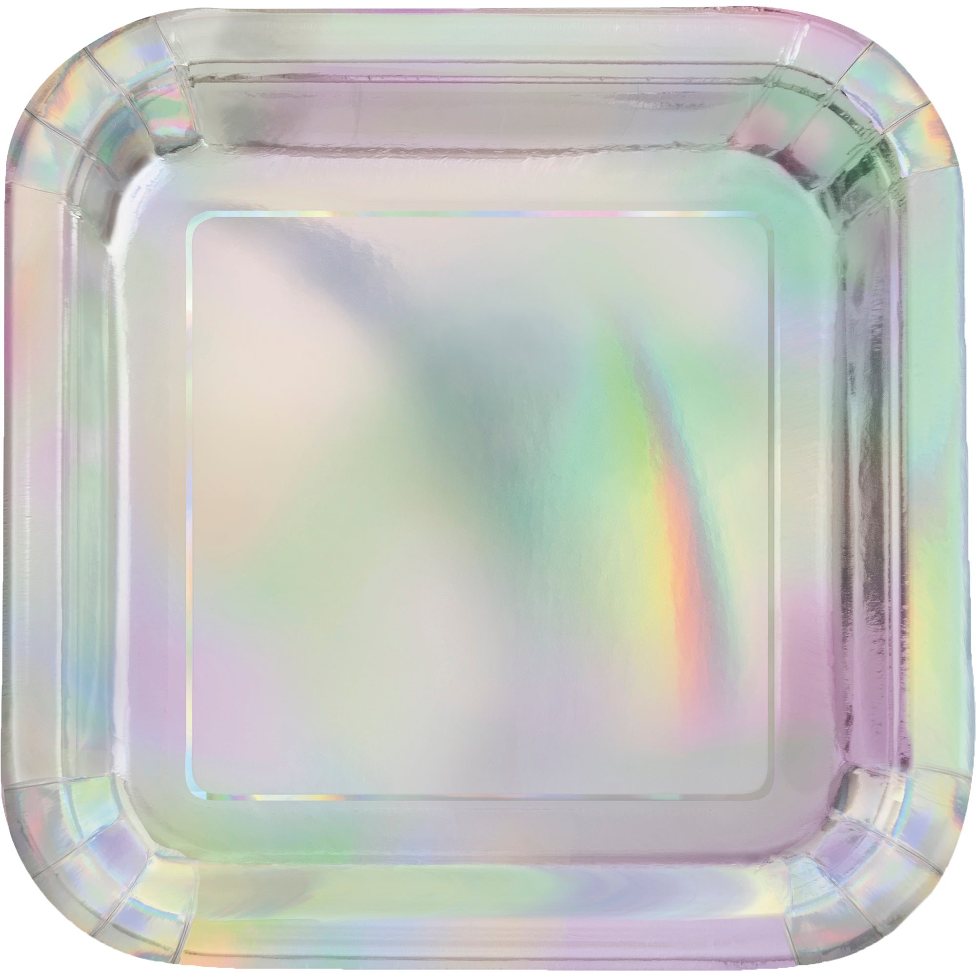 8 Square Paper Plates Iridescent 7in