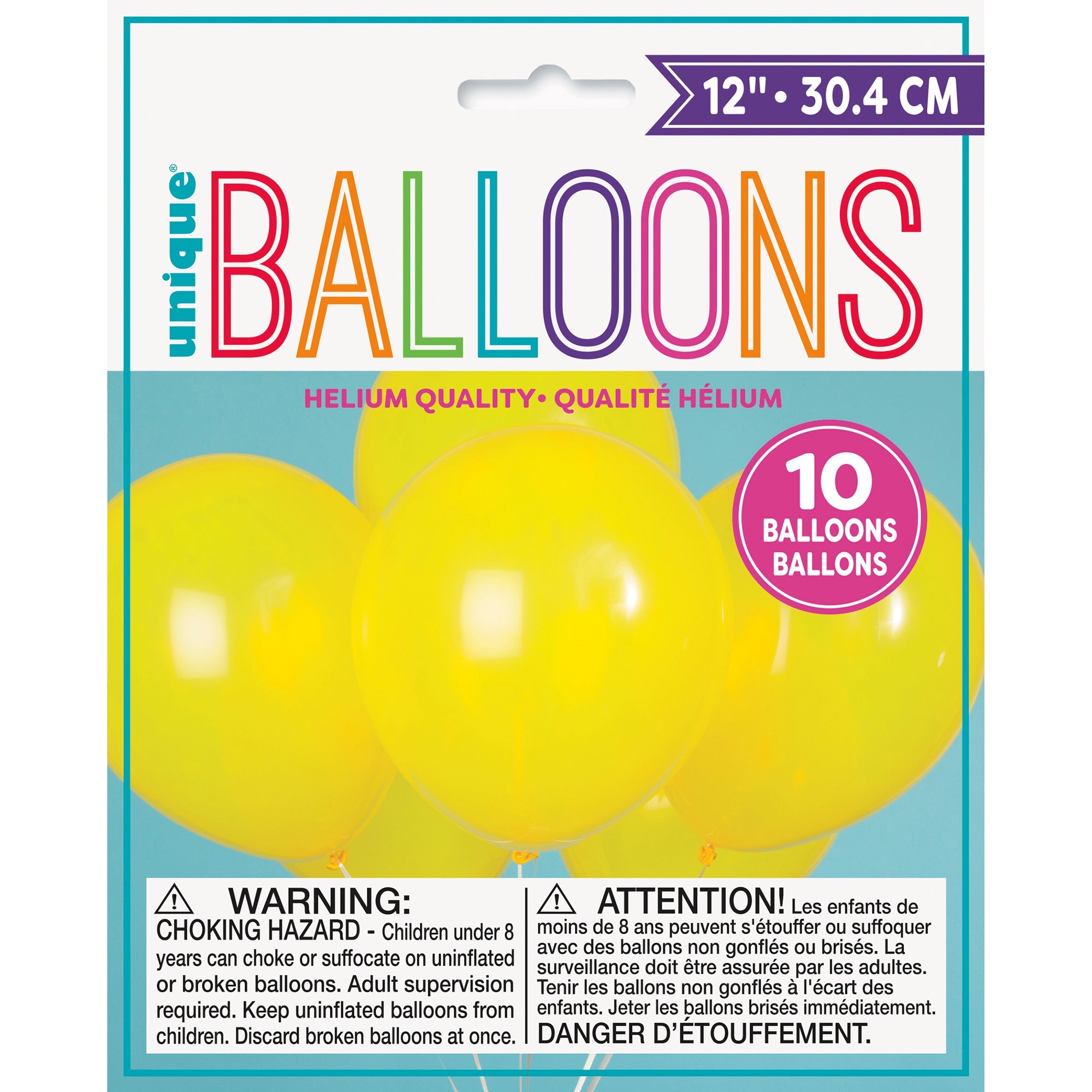 10 Latex Balloons 12in Yellow