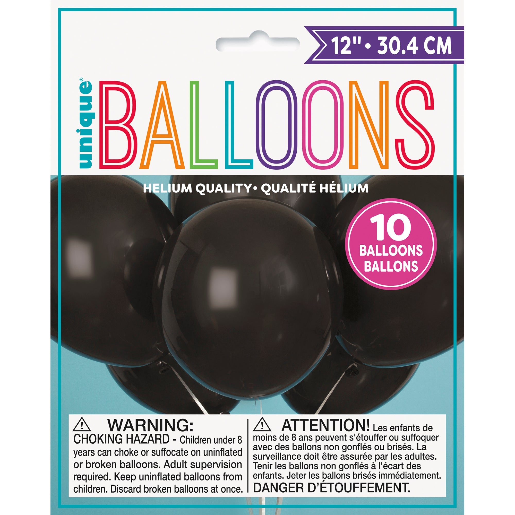 10 Latex Balloons 12in Jet Black