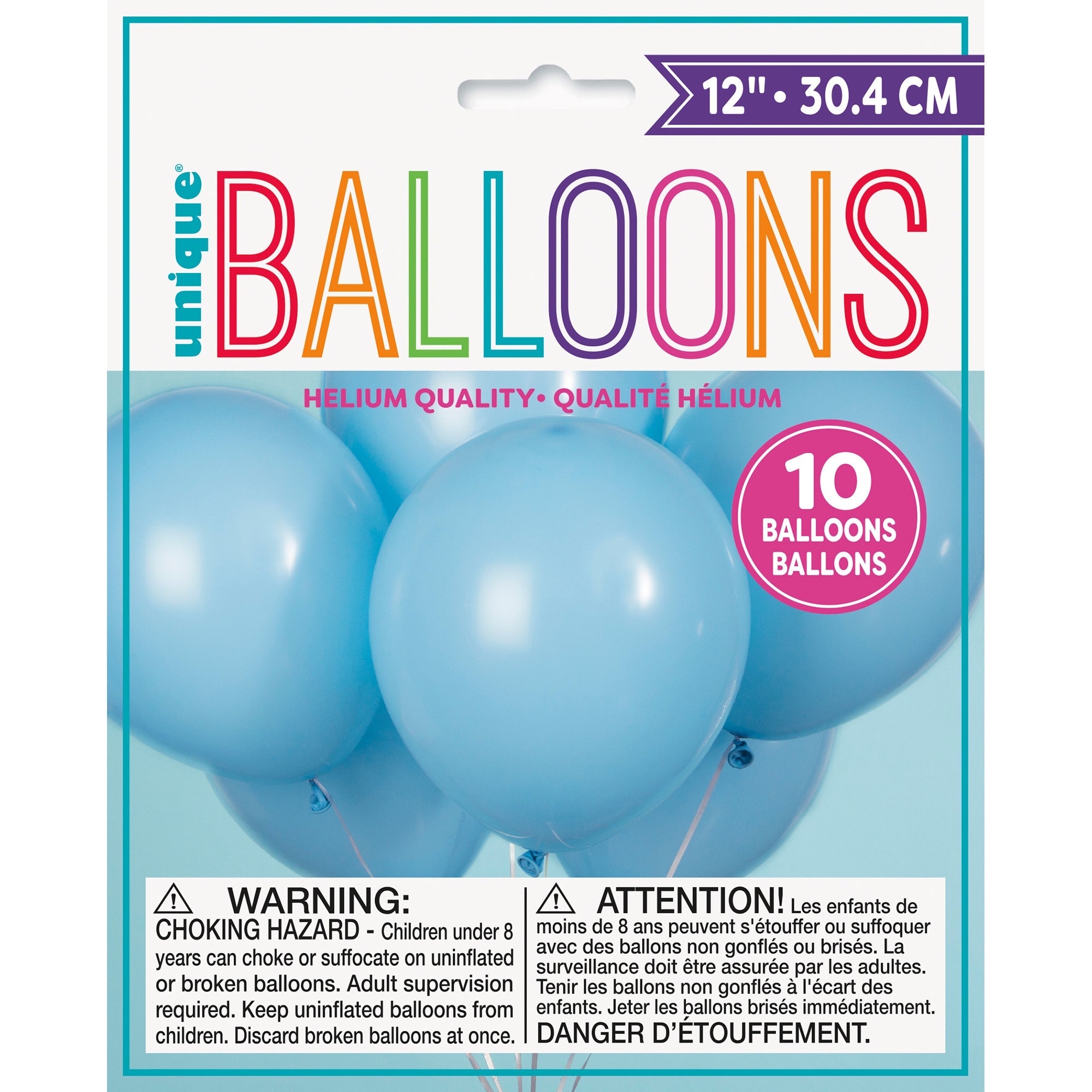 10 Latex Balloons 12in Baby Blue