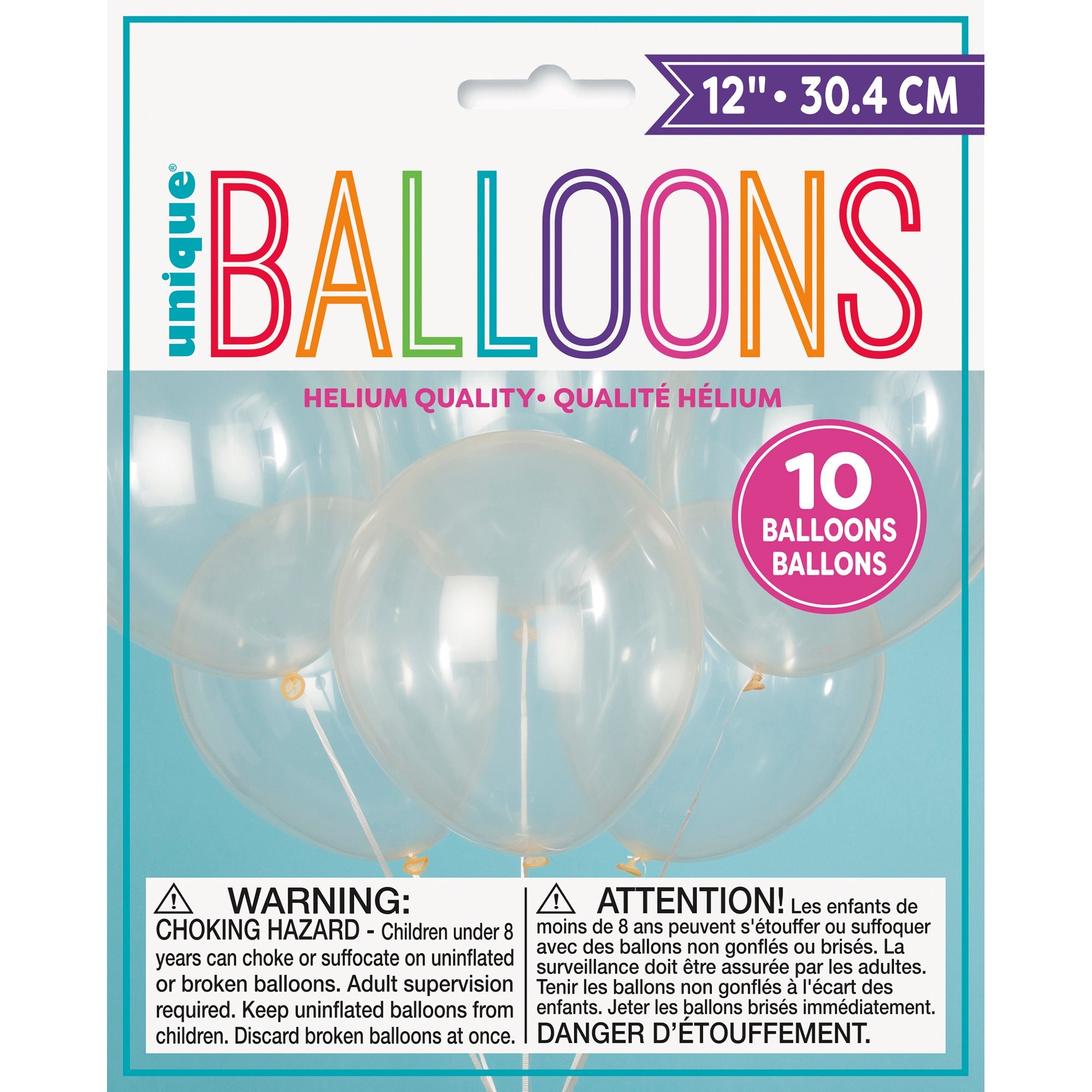 10 Latex Balloons 12in Clear